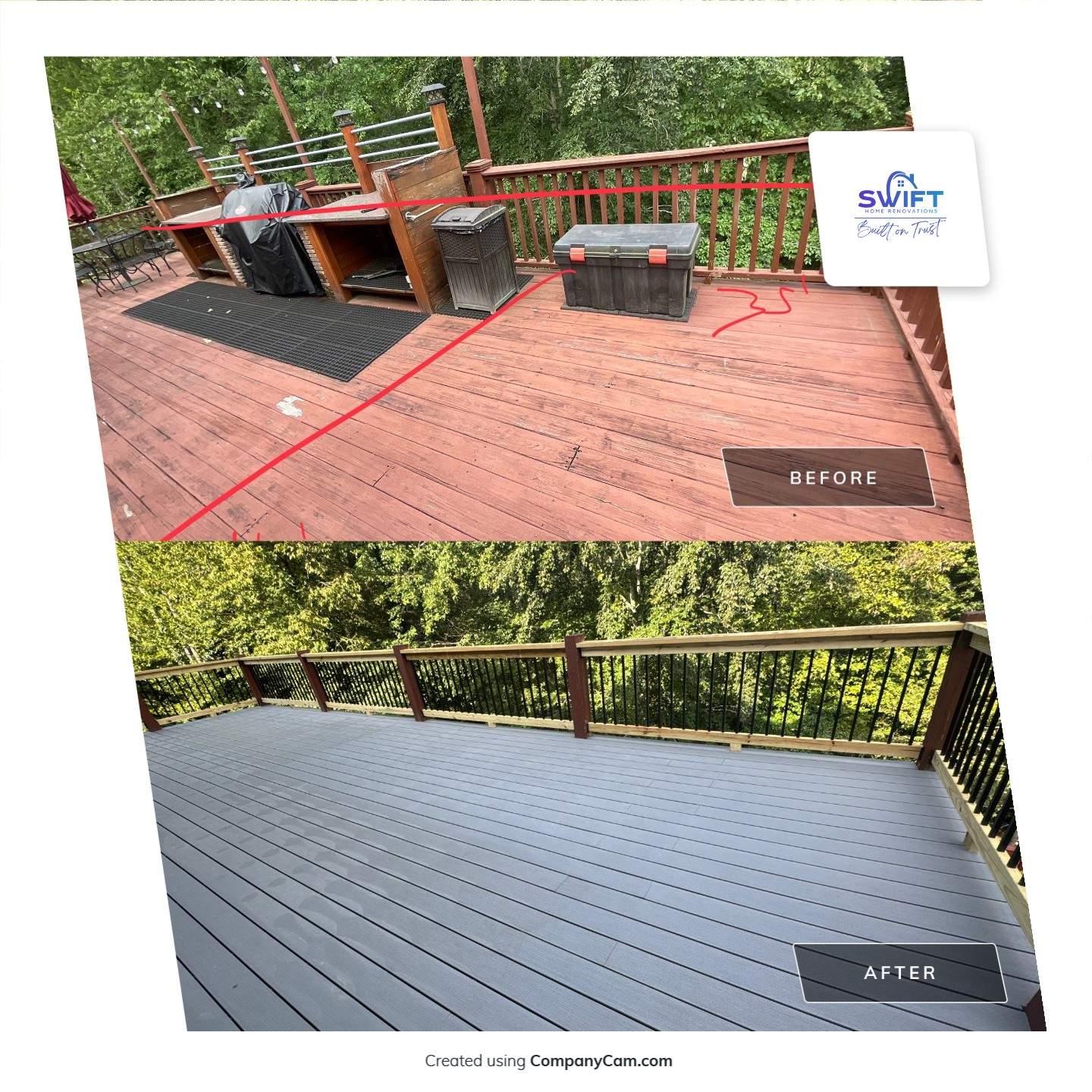 Multi-Level Composite Deck and Staircase Installation in Stonecrest by Swift Home Renovations