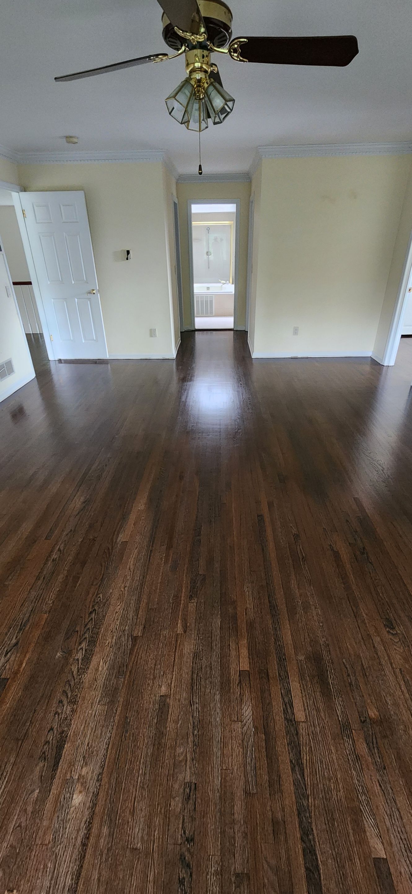 Red Oak refinished with DuraSeal Jacobean Stain and Bona Semi Gloss by Footprints Floors Morristown