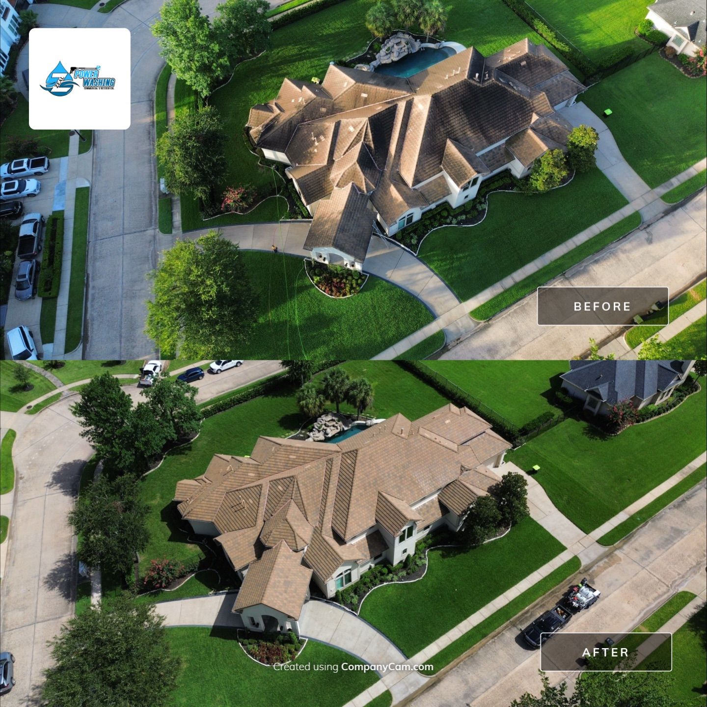 Full Exterior Cleaning and Roof Restoration for Missouri City Estate by Zeal Power Washing