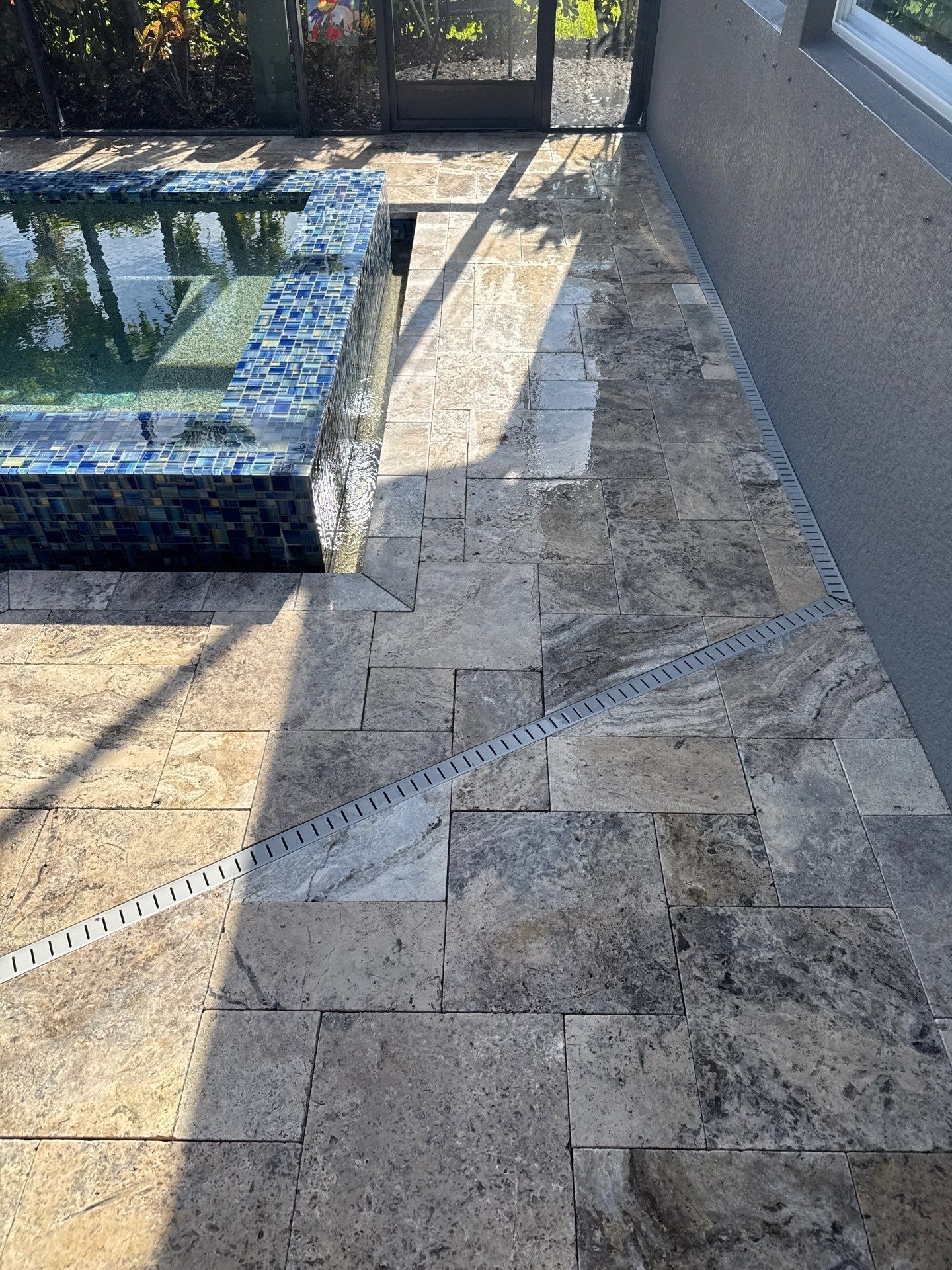 Travertine Pool Deck and Screen Enclosure Cleaning in Ellenton, FL | Oakleaf Hammock Community by Sunshine AquaWash