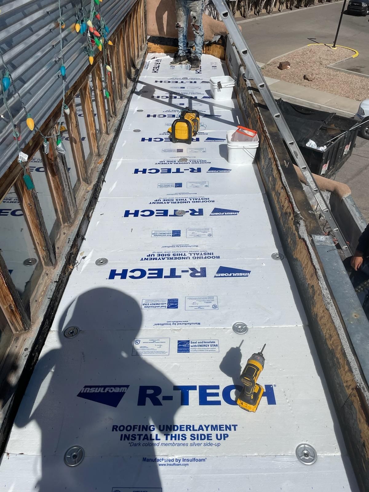 TPO Roof Replacement on entry of Albuquerque Restaurant by Doyle Roof Masters Inc