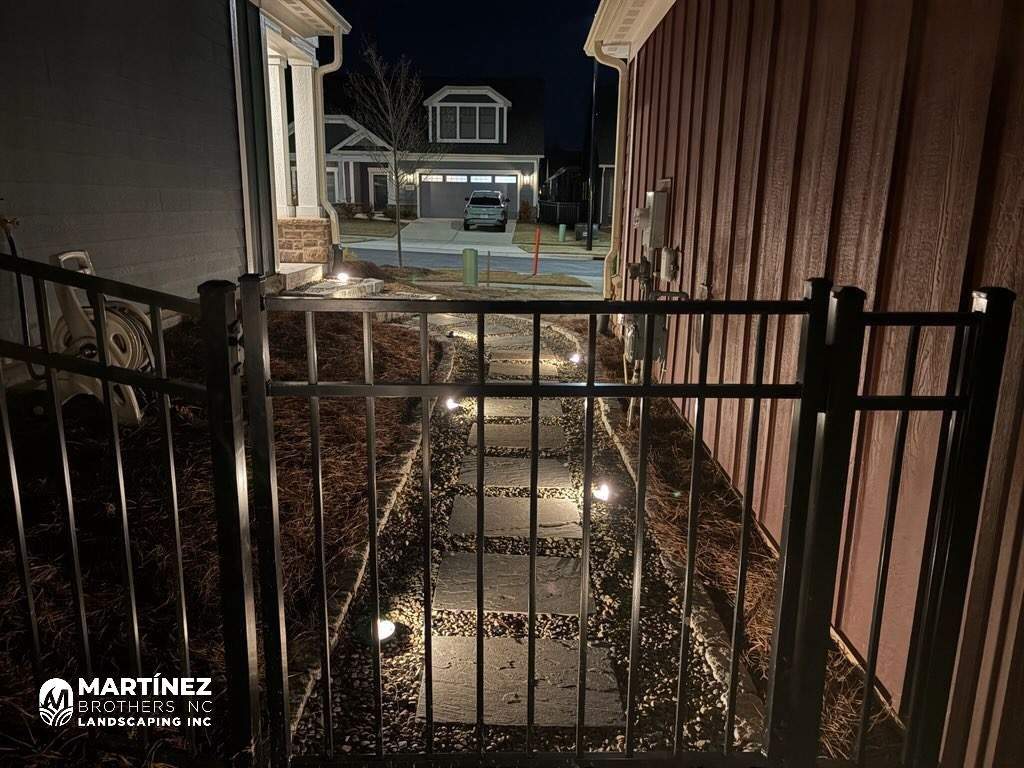 Hardscape lighting in Chapel Hill by Martinez Brother’s Nc Landscaping Inc