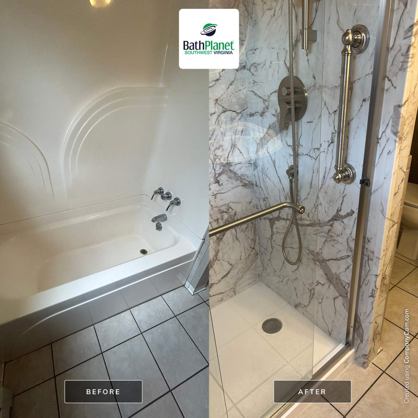 Tub to Shower in Tuscany by BathPlanet SW Virginia