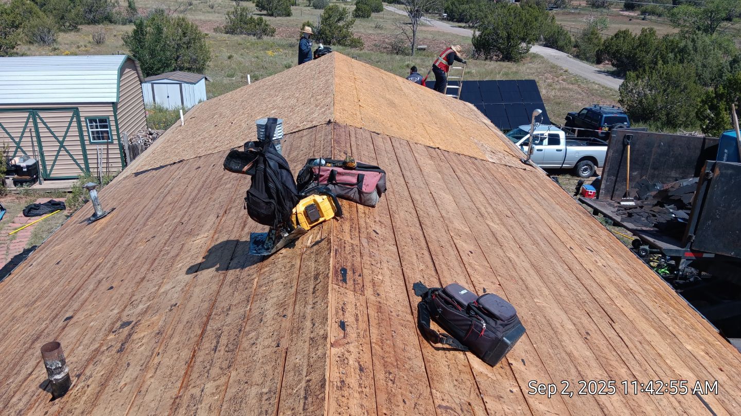 Owens Corning Desert Rose duration shingle roof replacement in Sandia Park by Doyle Roof Masters Inc