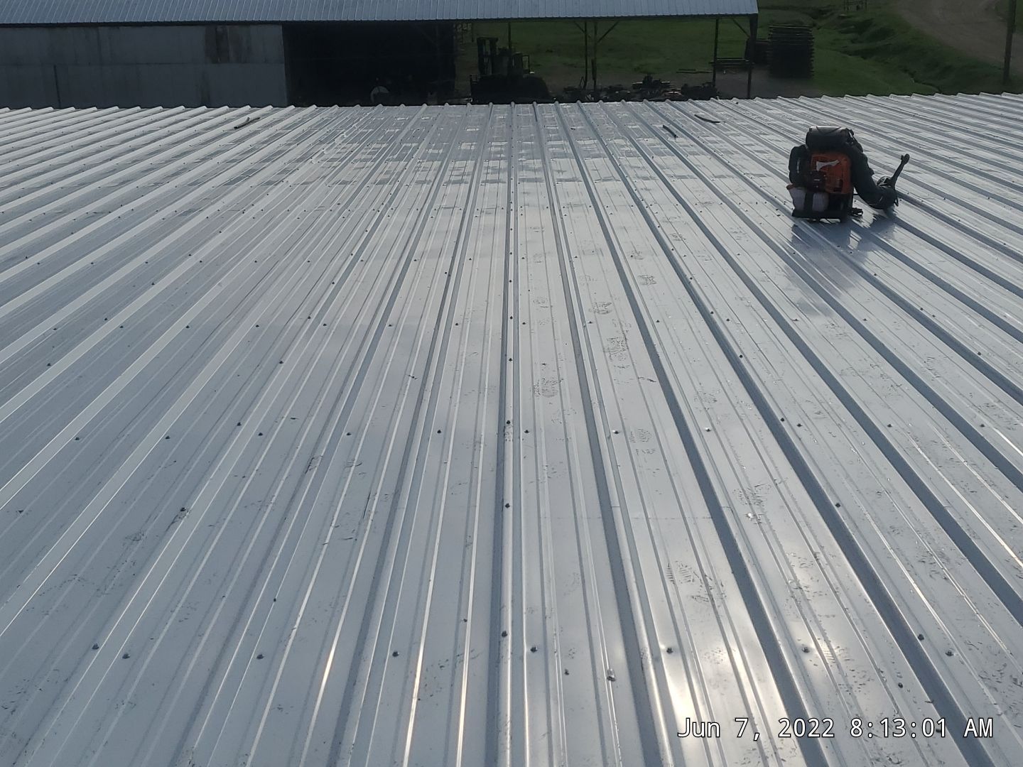 Commercial Roofing Installation using Aluminum Roofing panels by Hostetler Roofing