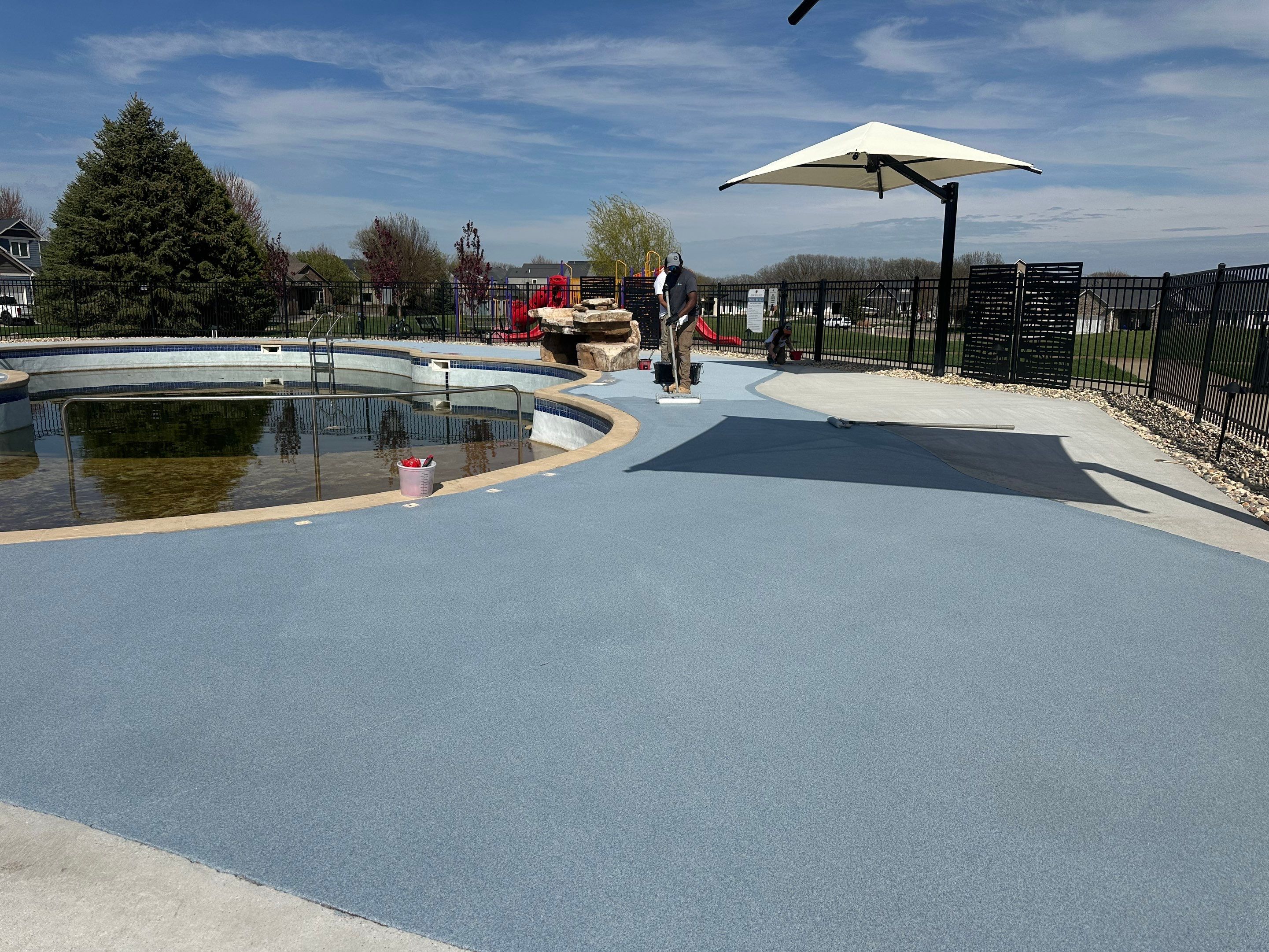 Arbors Edge Pool Deck Restoration and Textured Concrete Coating by Select Painting, Coatings & Garage Cabinets