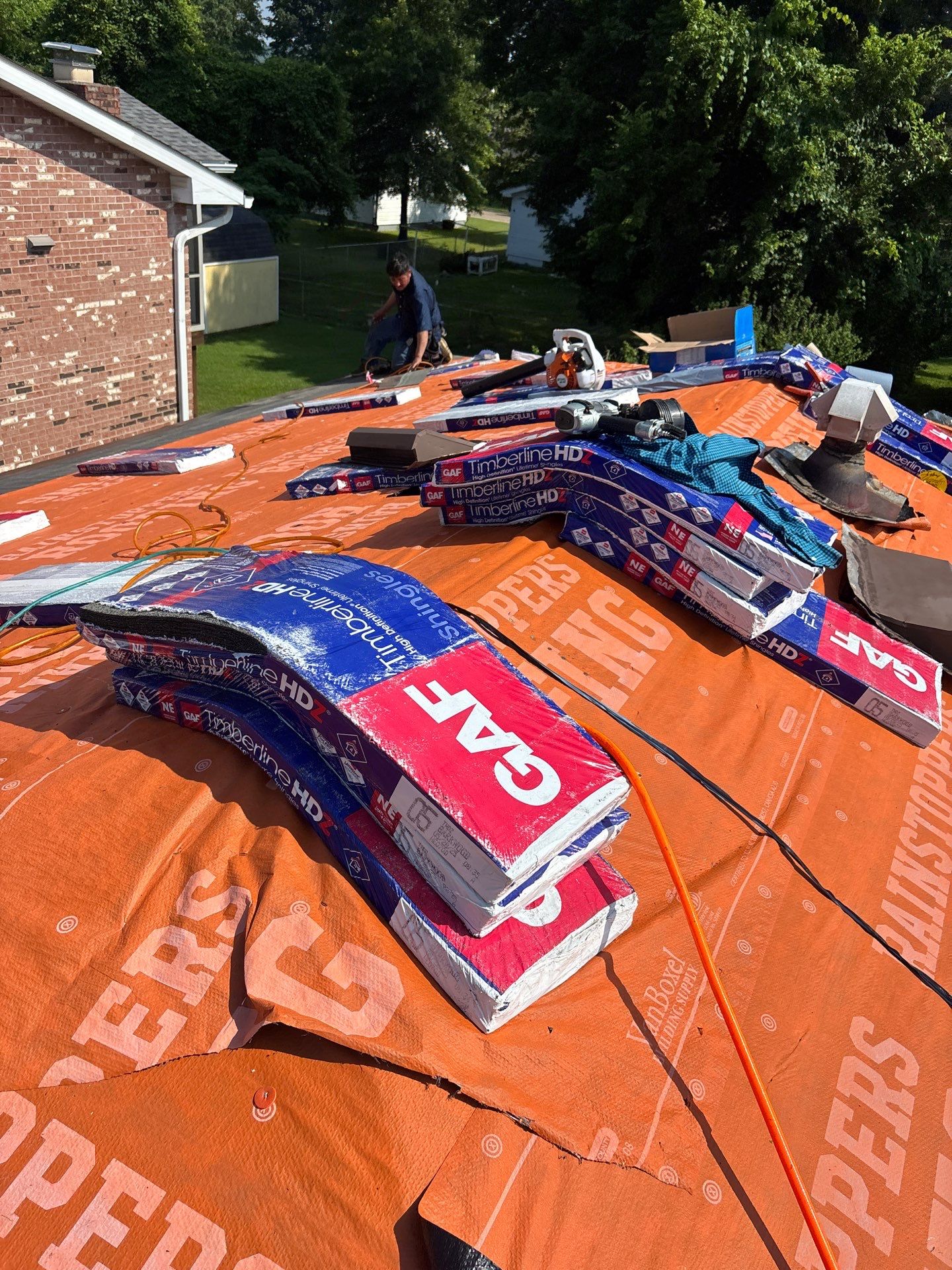 Residential Roofing Installation using GAF Timberline HDZ Barkwood by Rainstoppers Roofing
