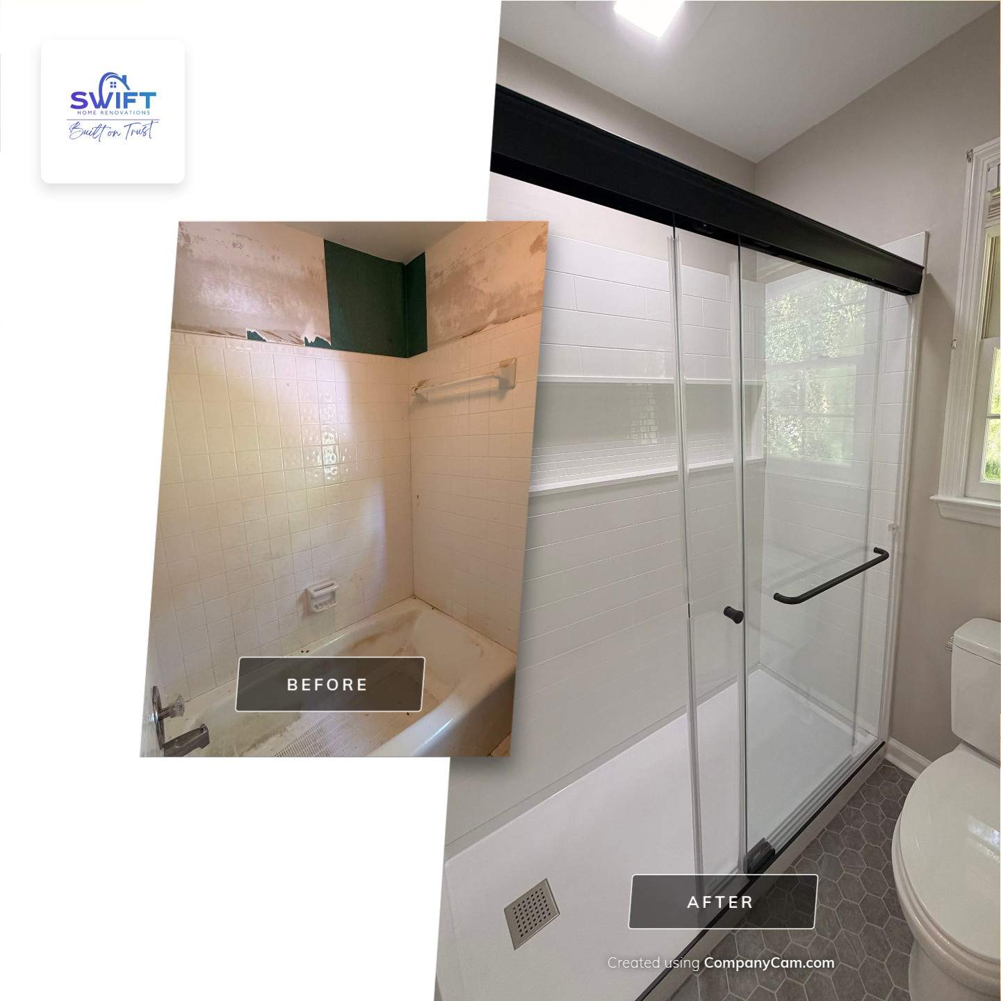 Modern Bathroom Remodel With Quartz Countertops and Hexagonal Tile in Acworth by Swift Home Renovations