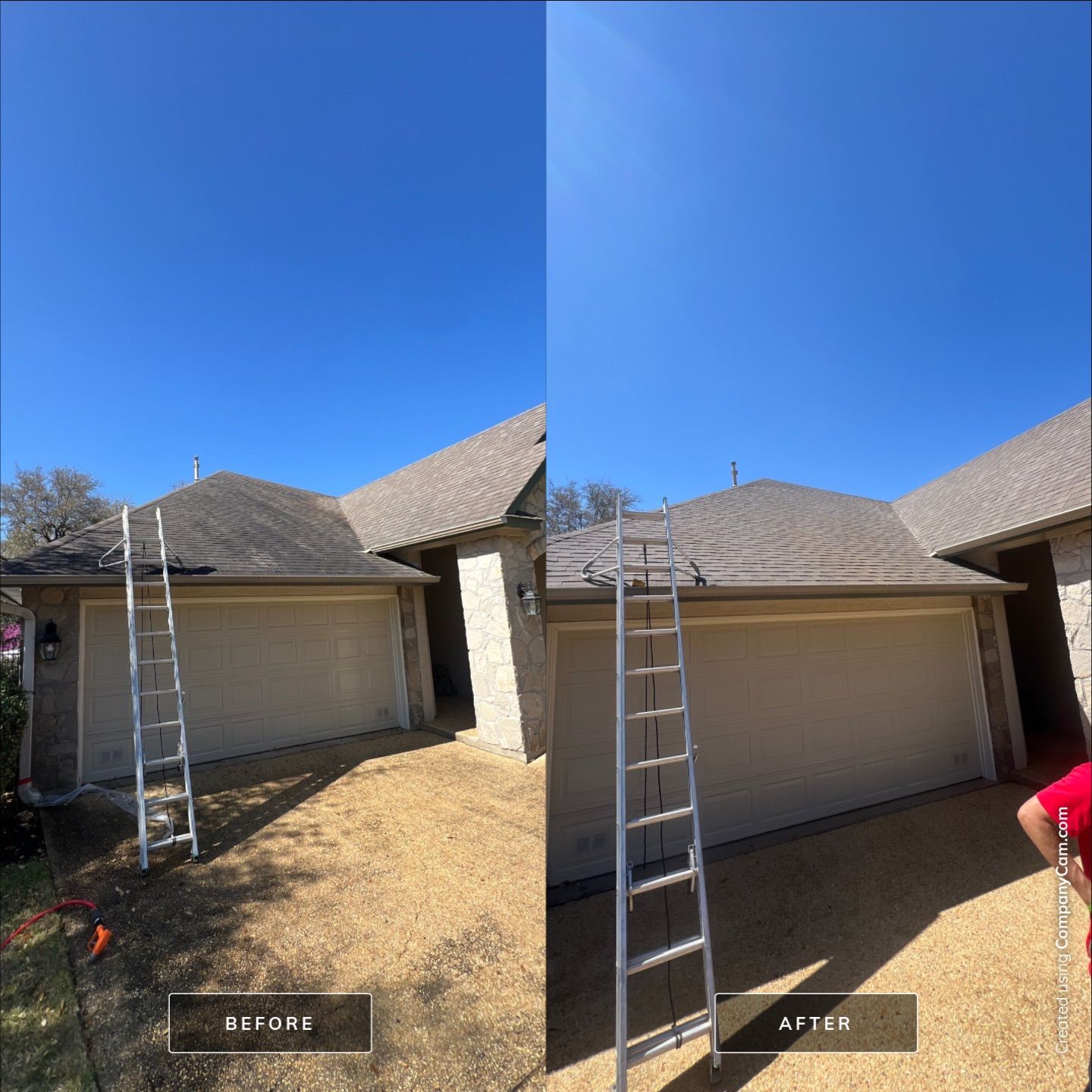 Shingle Roof Washing Project in San Antonio by Bright Choice