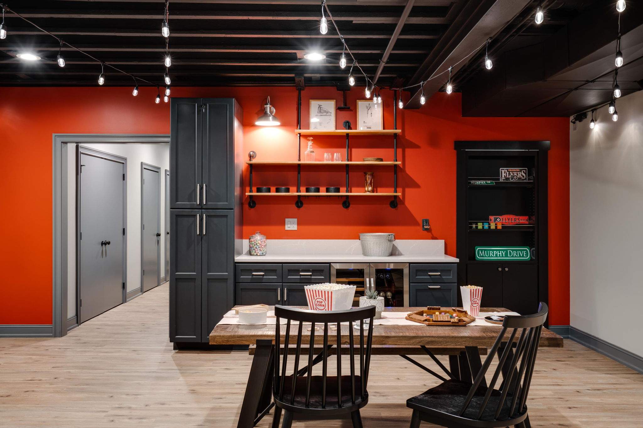 Basement Remodel using Open Ceiling at the Murphy's by MCL Carpentry and Construction