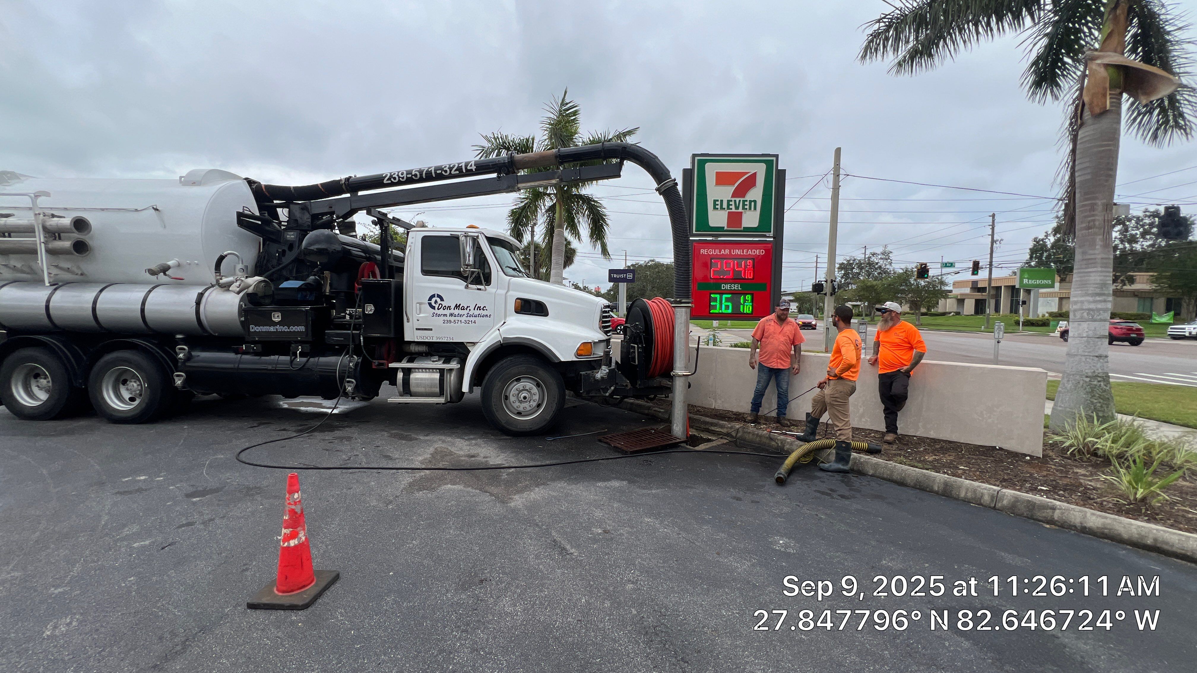 St. Petersburg 7-Eleven Stormwater System Cleaning by Don Mar, Inc. Storm Water Solutions