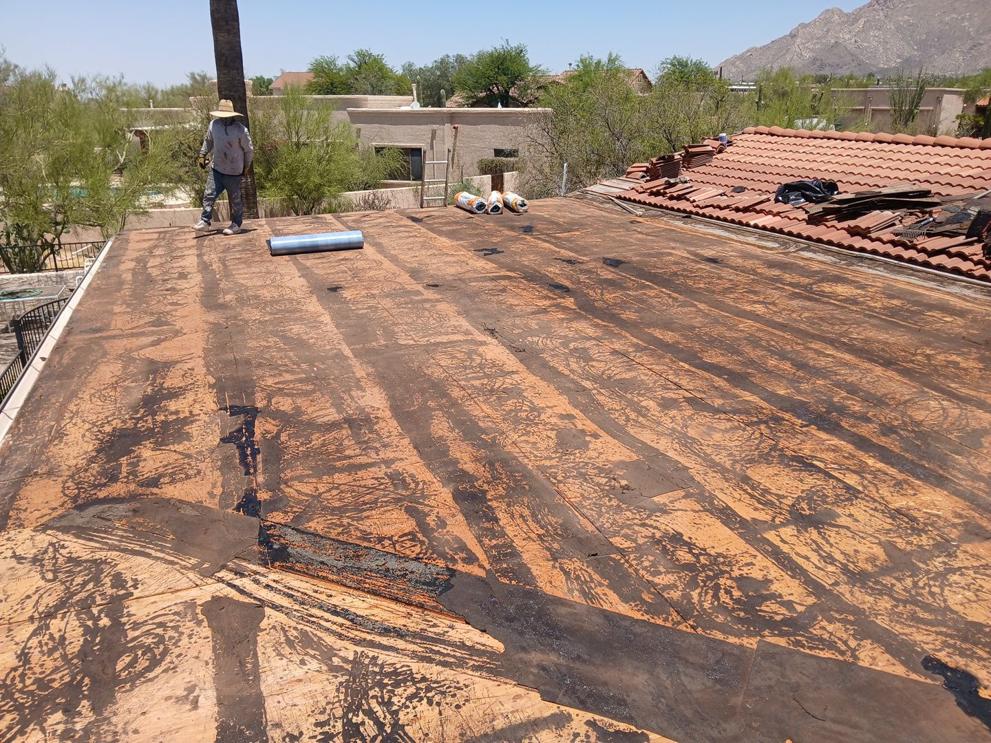 Residential Tile Roof Restoration and Low Slope Membrane Replacement in Tucson by West Coast Roofing AZ