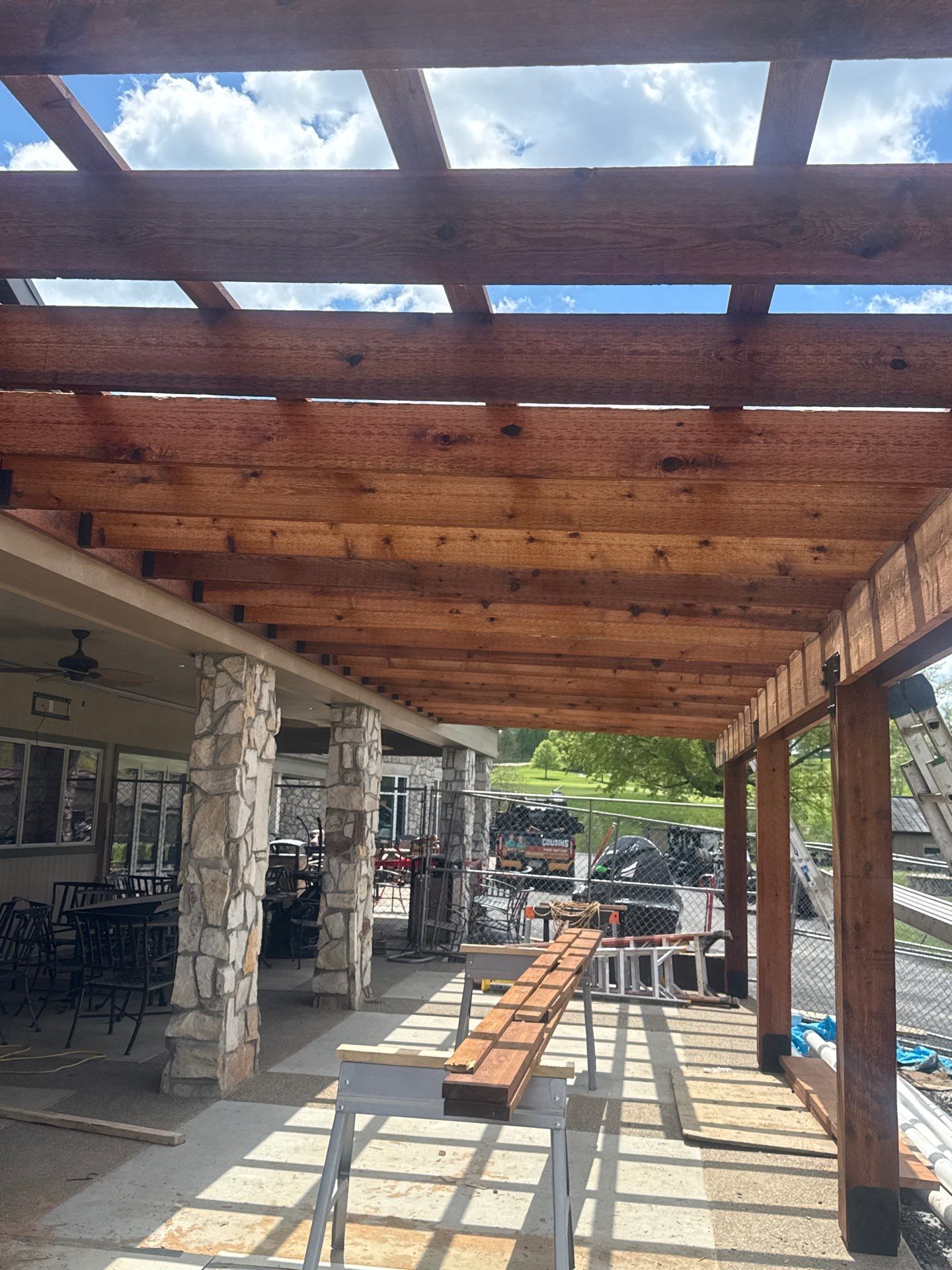 Custom Timber Pergola and Polycarbonate Roof Installation in Canonsburg by Cousins Roofing Siding & Decks