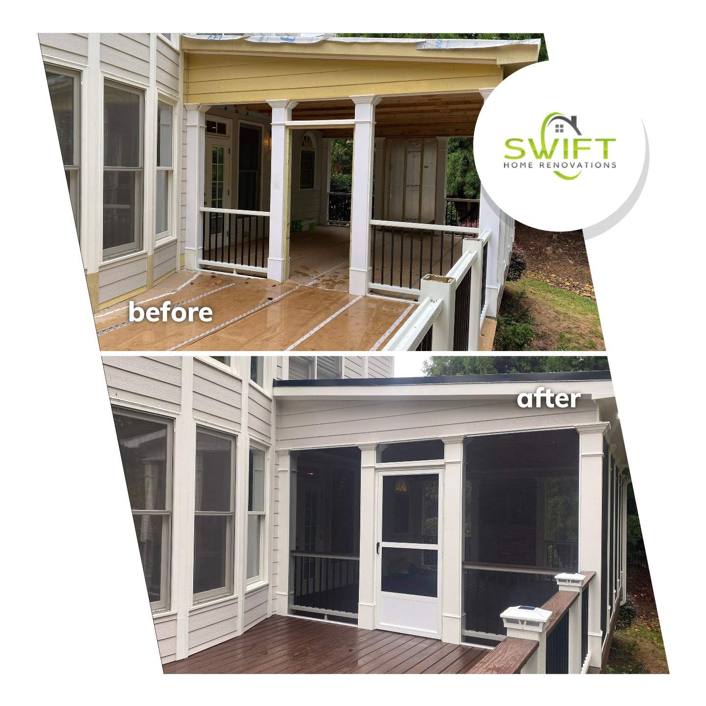 Elevated Screened-in Porch and Composite Deck Construction in Mableton by Swift Home Renovations