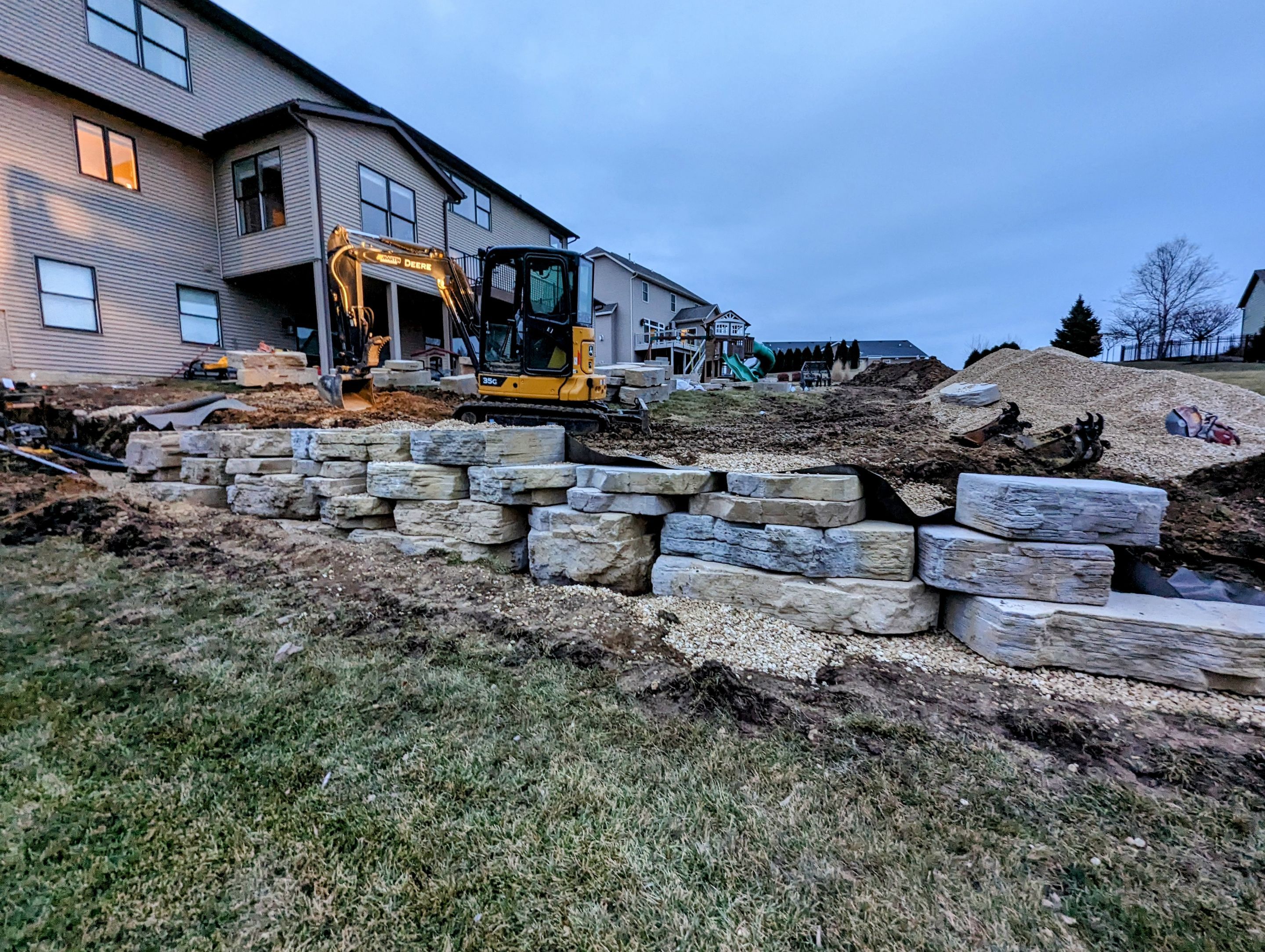 Retaining wall using Rosetta stone by ACE Waterproofing & Basement Solutions