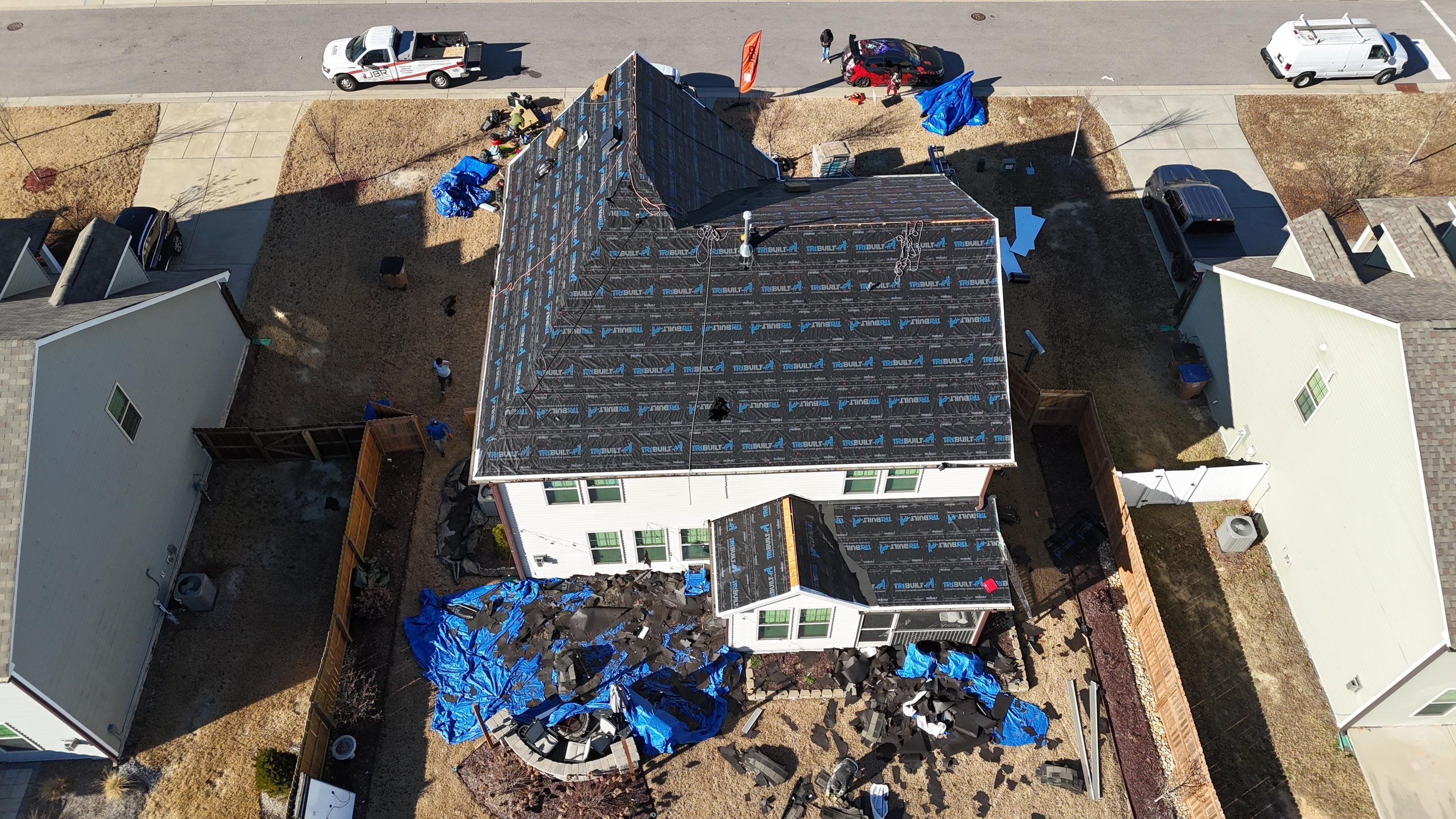 Roof replacement by hail damage, interior repair and solar panels replacement  by Just Brilliant Restoration JBR