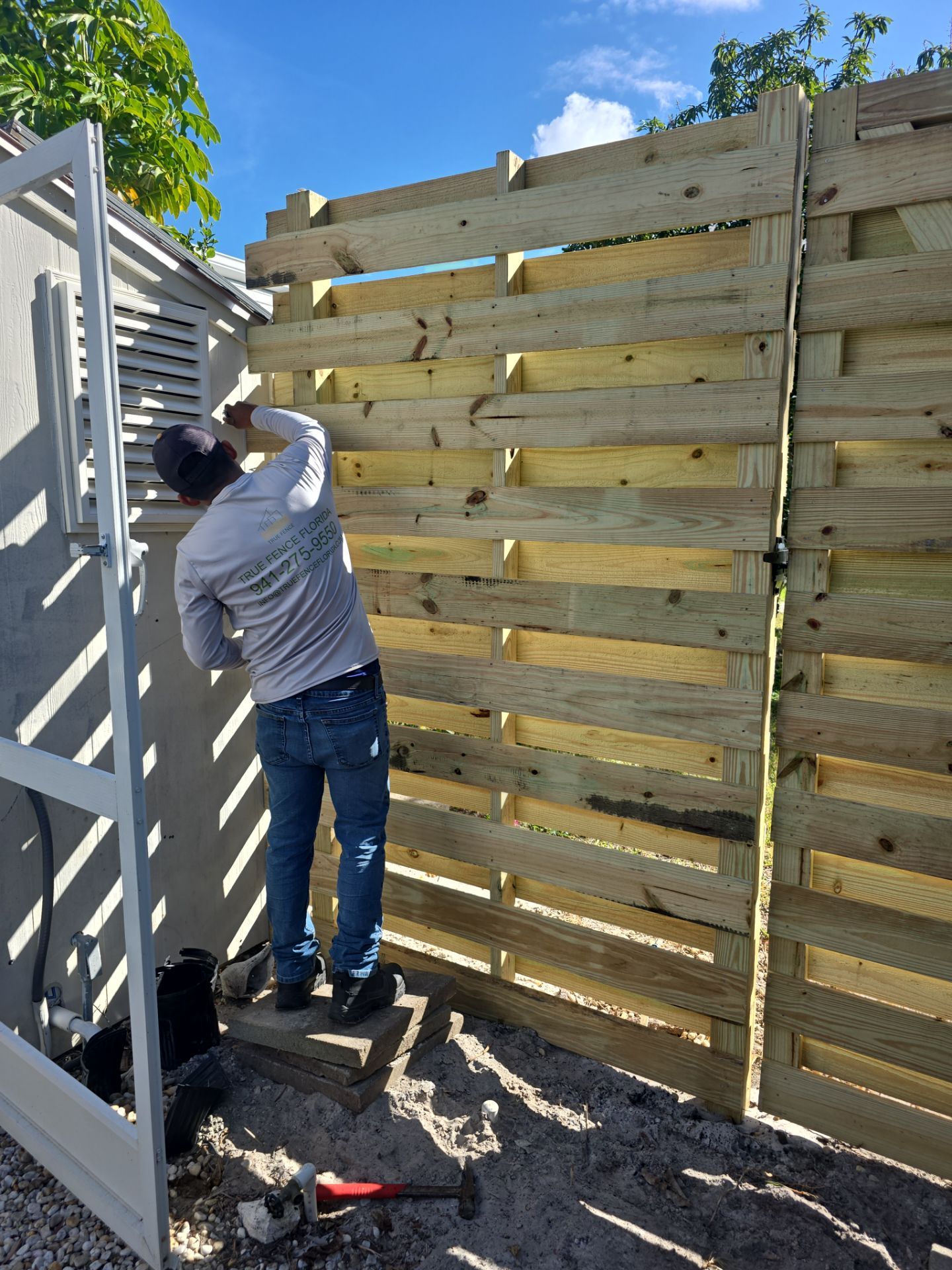 8'H Stained Shadowbox Wood in Nokomis by True Fence LLC
