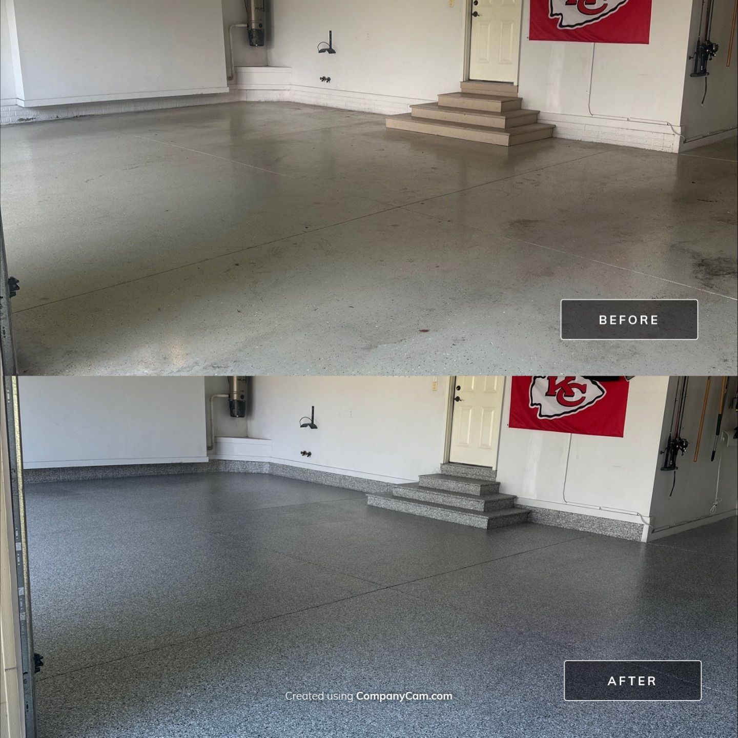 Perfect Garage for Chiefs Gameday ❤️💛 by Revival Concrete Coatings, LLC