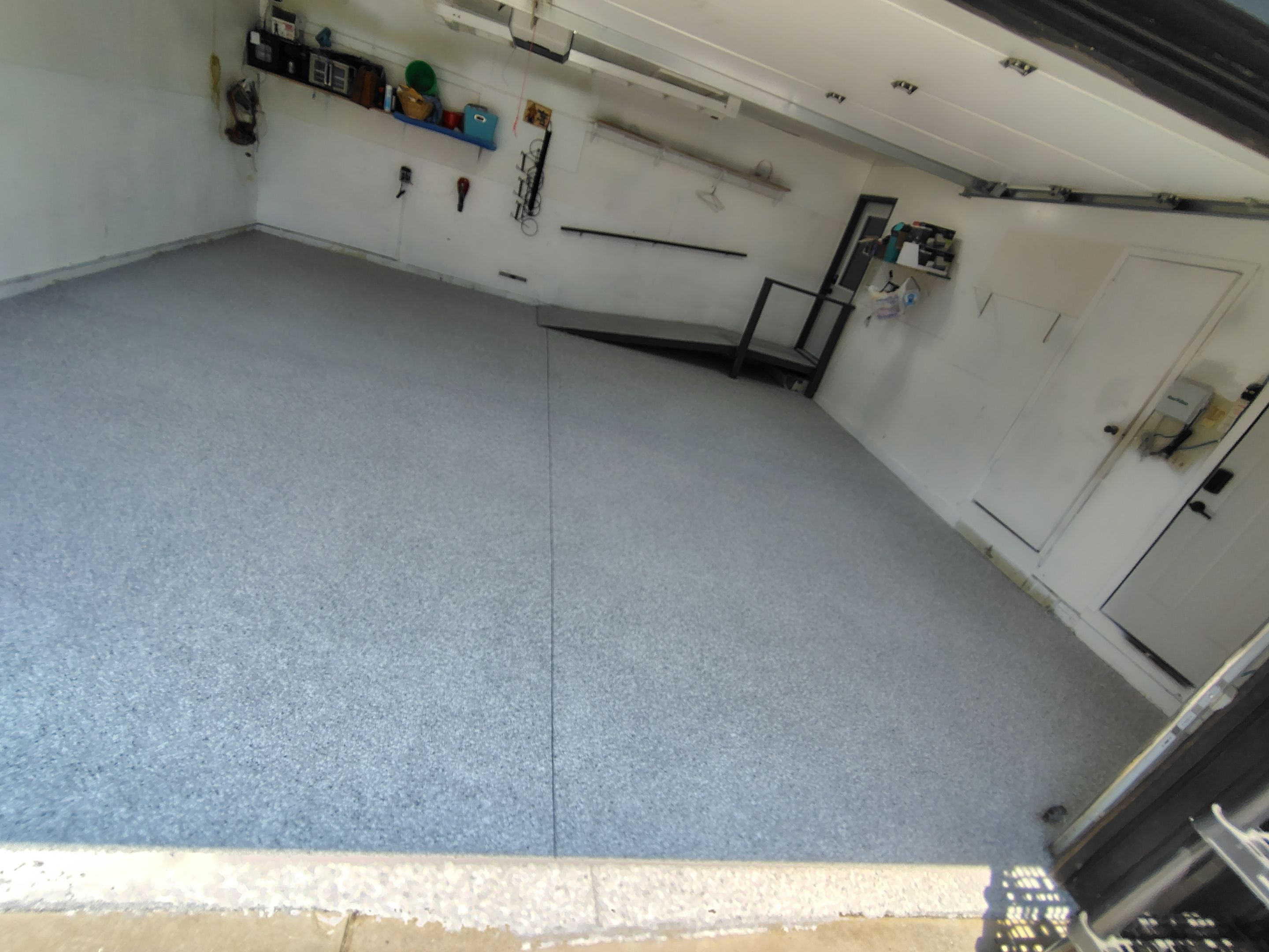 Yankton Garage Concrete Coating With Feather Gray Decorative Chips by Select Painting, Coatings & Garage Cabinets