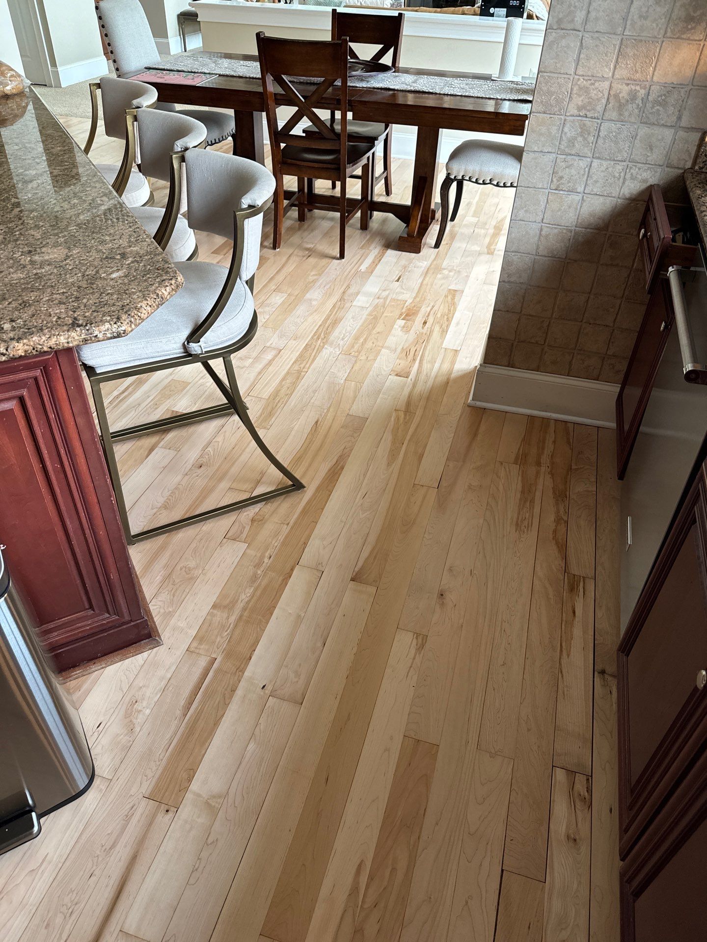 Prefinished Maple transformation by Ann Arbor Hardwoods 