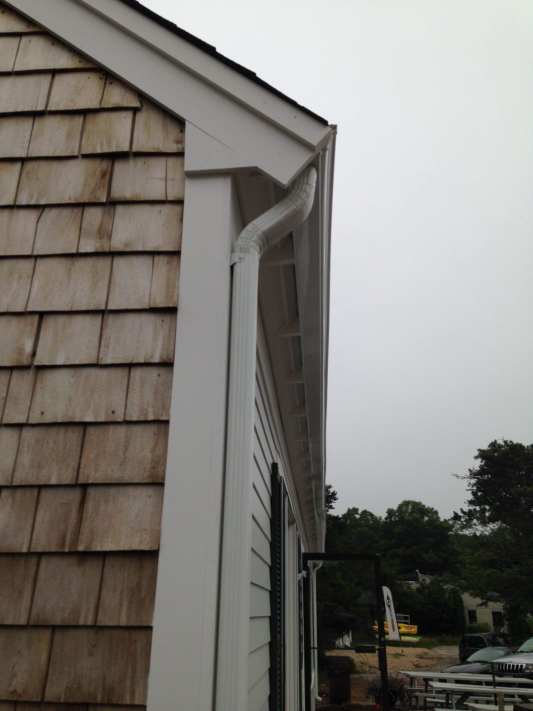 New Seamless Gutters are the finishing touch on the Picnic Box in Mashpee, MA by Gutter Pro Enterprises