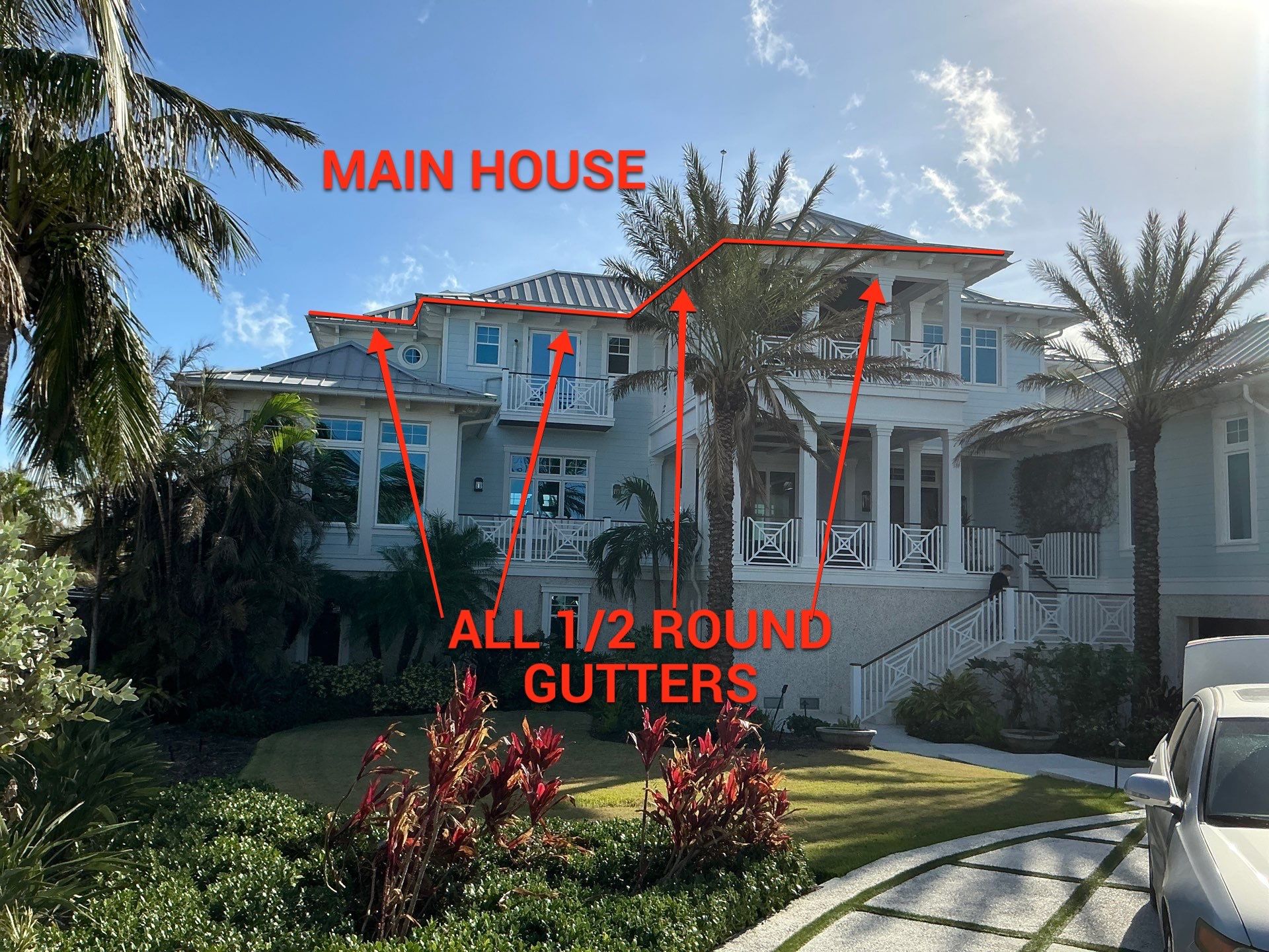 All New 1/2 Round Gutters in Nokomis FL by Gutter Professors