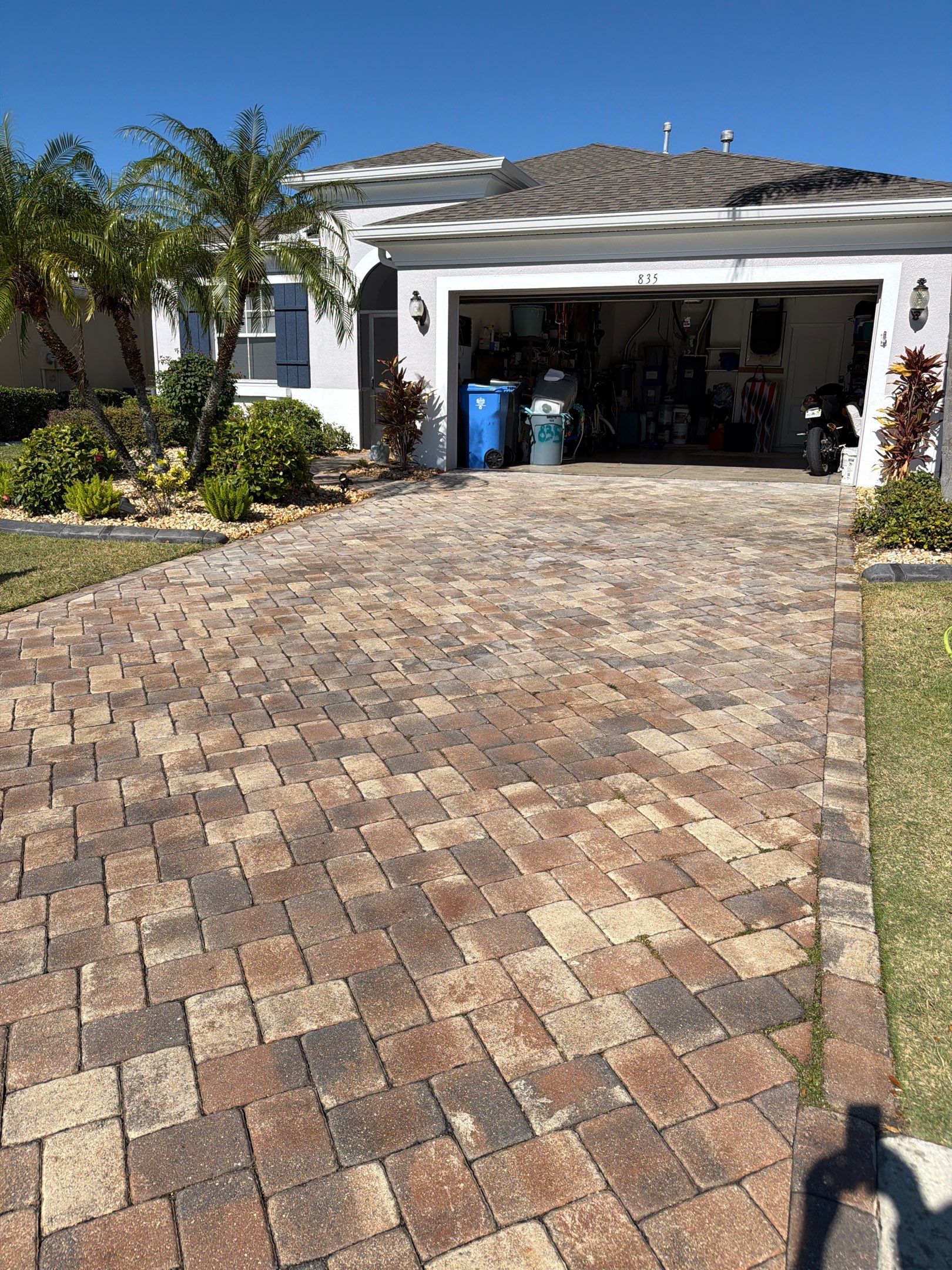 Herringbone Paver Driveway Repair, Stripping and Sealing in Sun City Center by Supreme Paver Experts