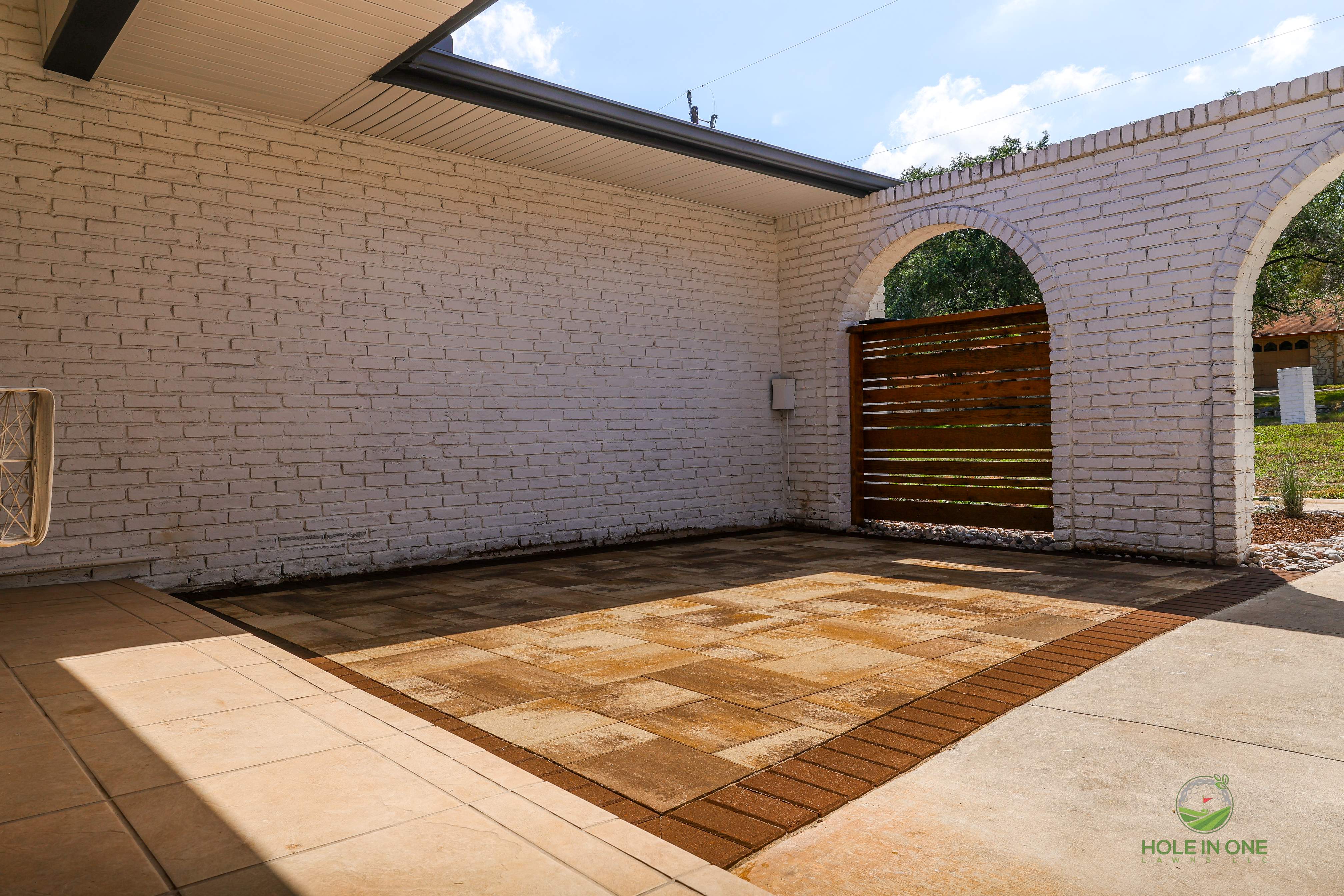 Front Paver Patio, Laredo Rock & Xeriscape Beds | Hollywood Park, San Antonio TX by Hole In One Lawns, LLC