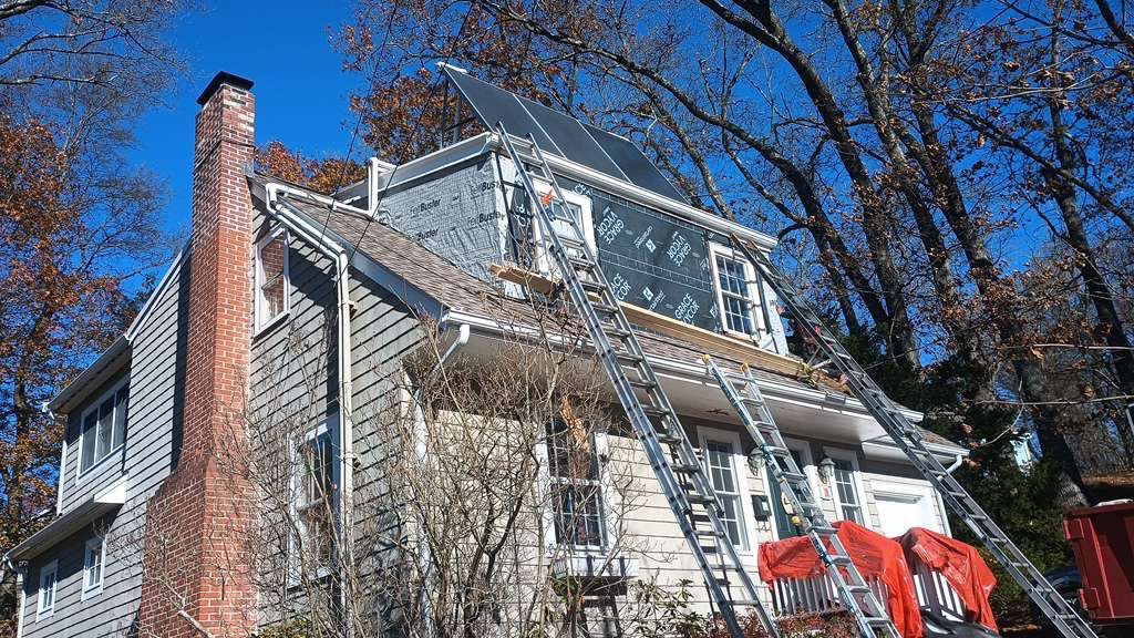 Lexington Complete EPDM Roof with Dormer Cedar Shake & Trim Restoration by Mighty Dog Roofing of Greater Middlesex County