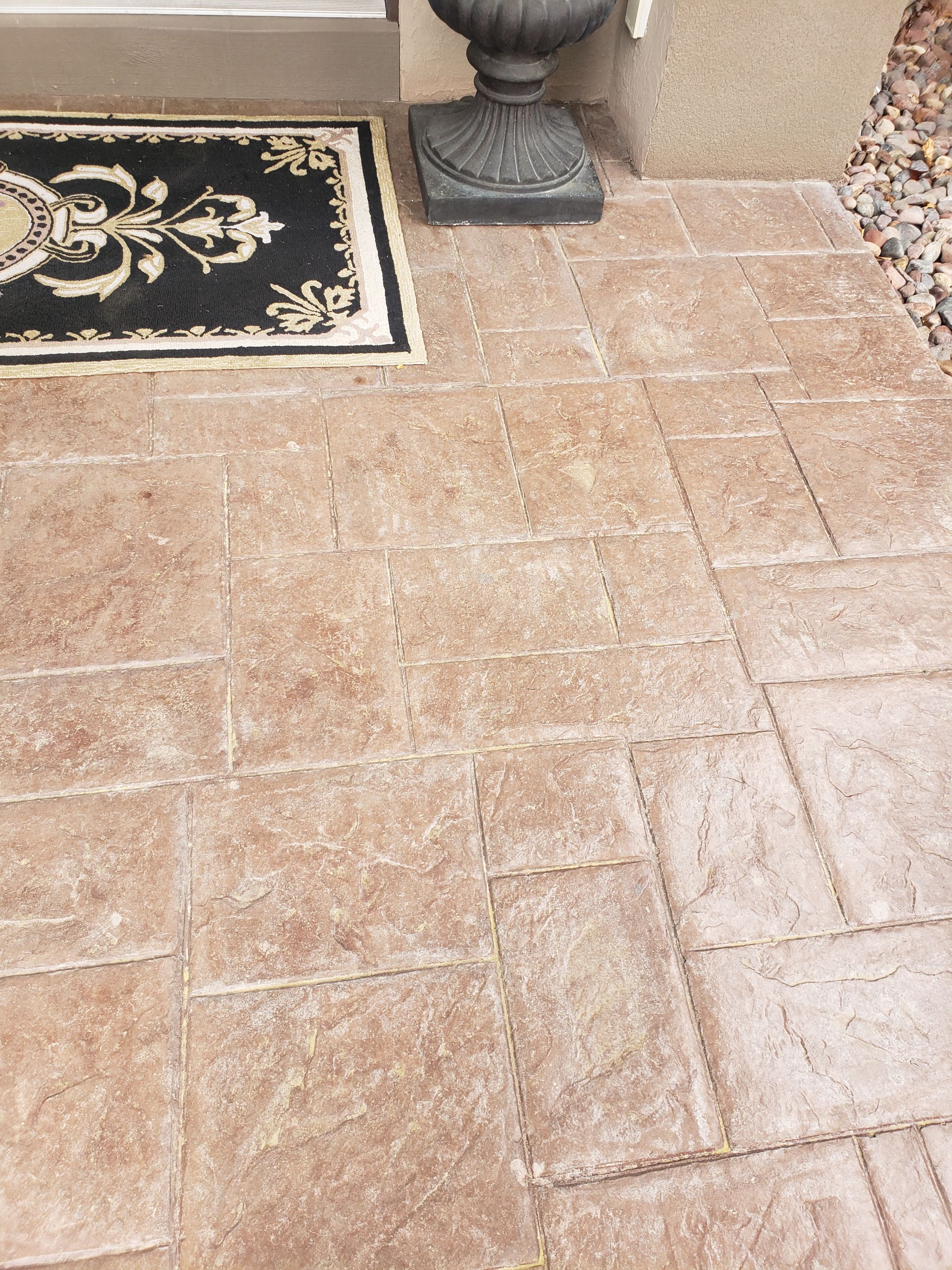 Lake Lotawana -- Front Walkway and Back Patio Tuscan Overlay by Big Red Decorative Concrete, LLC