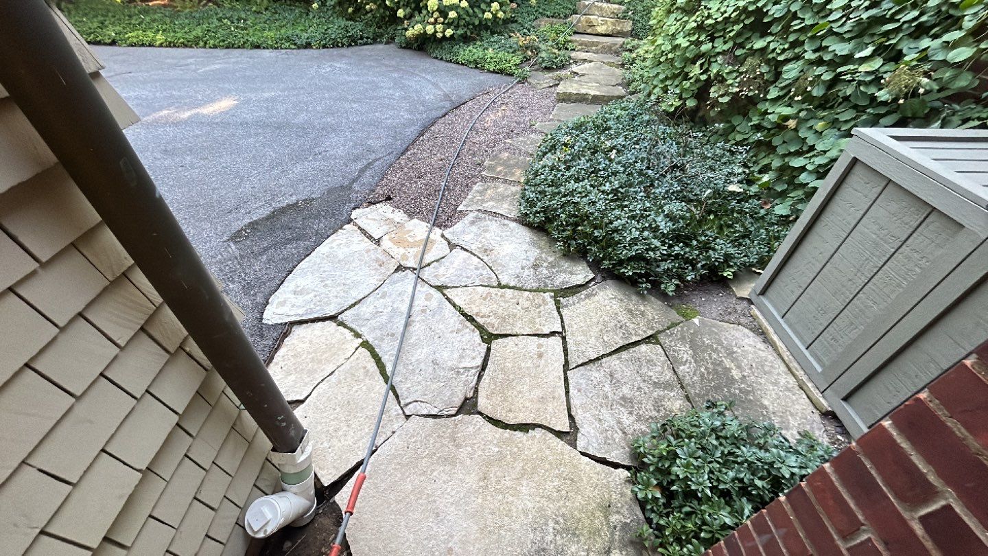 natural stone using Algaecide, soft wash soap by Northern Power Washing LLC.