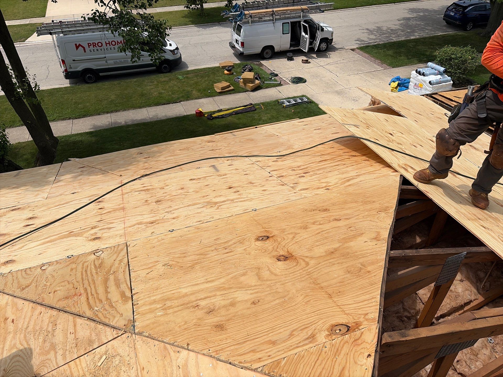 Full Residential Roof Replacement and Decking Repair in Wheaton by Pro Home Services Inc