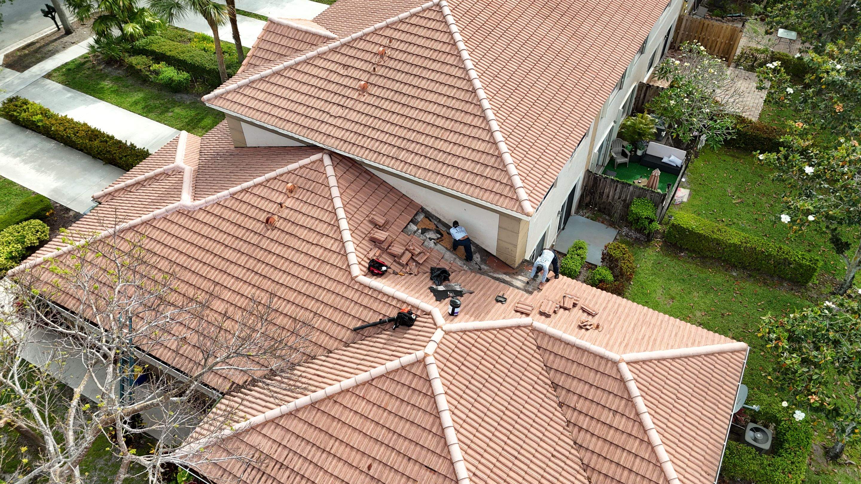 Clay Tile Roof Repair and Plywood Decking Replacement in Boynton Beach by Aastro Roofing