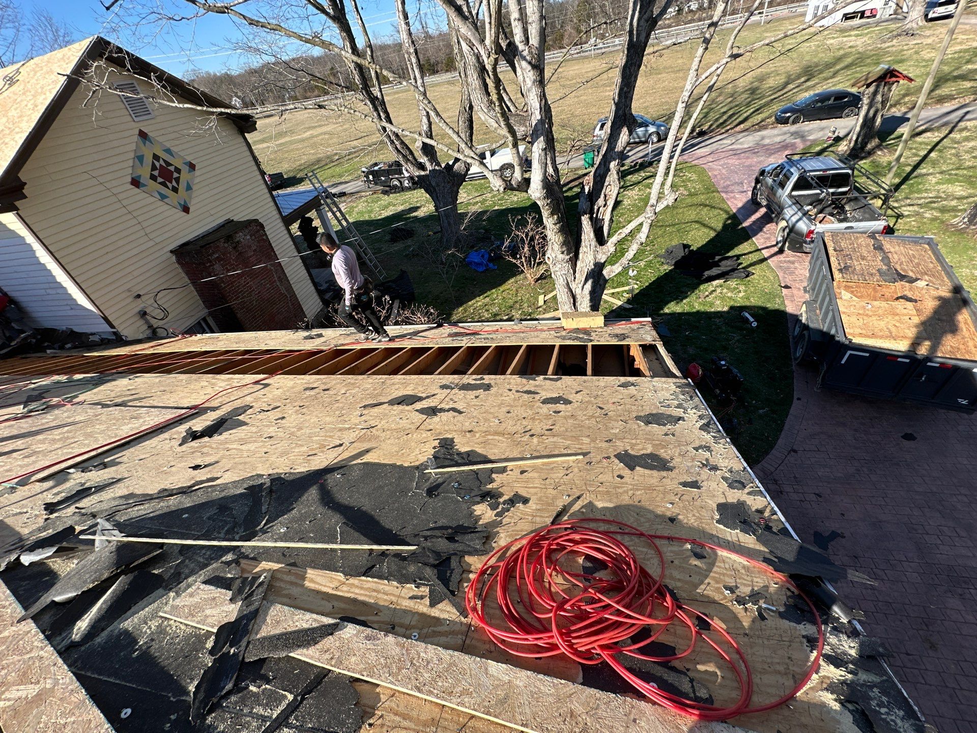 Residential Roofing Installation using GAF Timberline HDZ Harvest Blend in Nantucket Morning by Undersun Roofing 