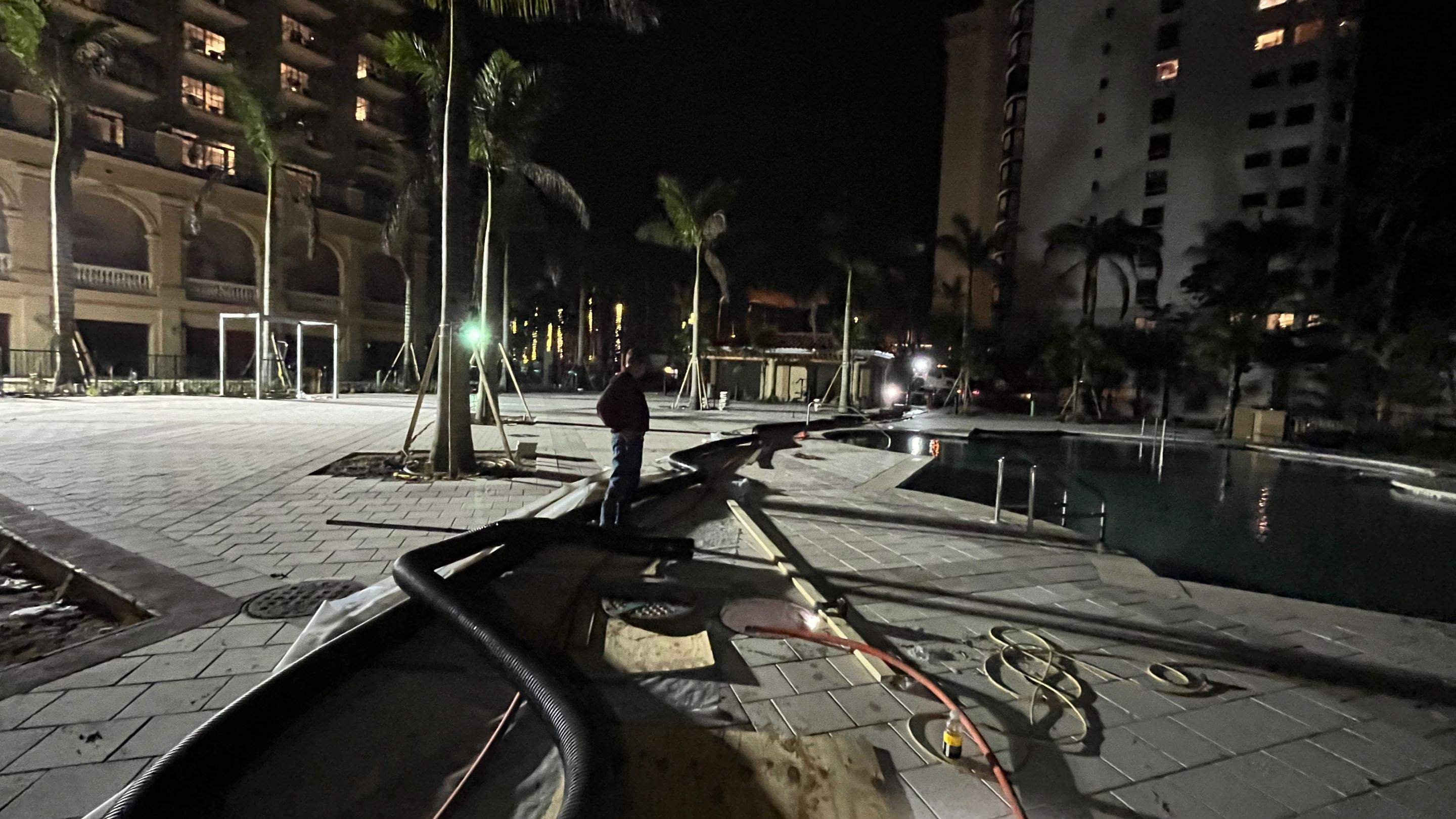 Ritz-Carlton S. Pool Deck & S. Service Rd Drain Cleaning by APS Power & Water