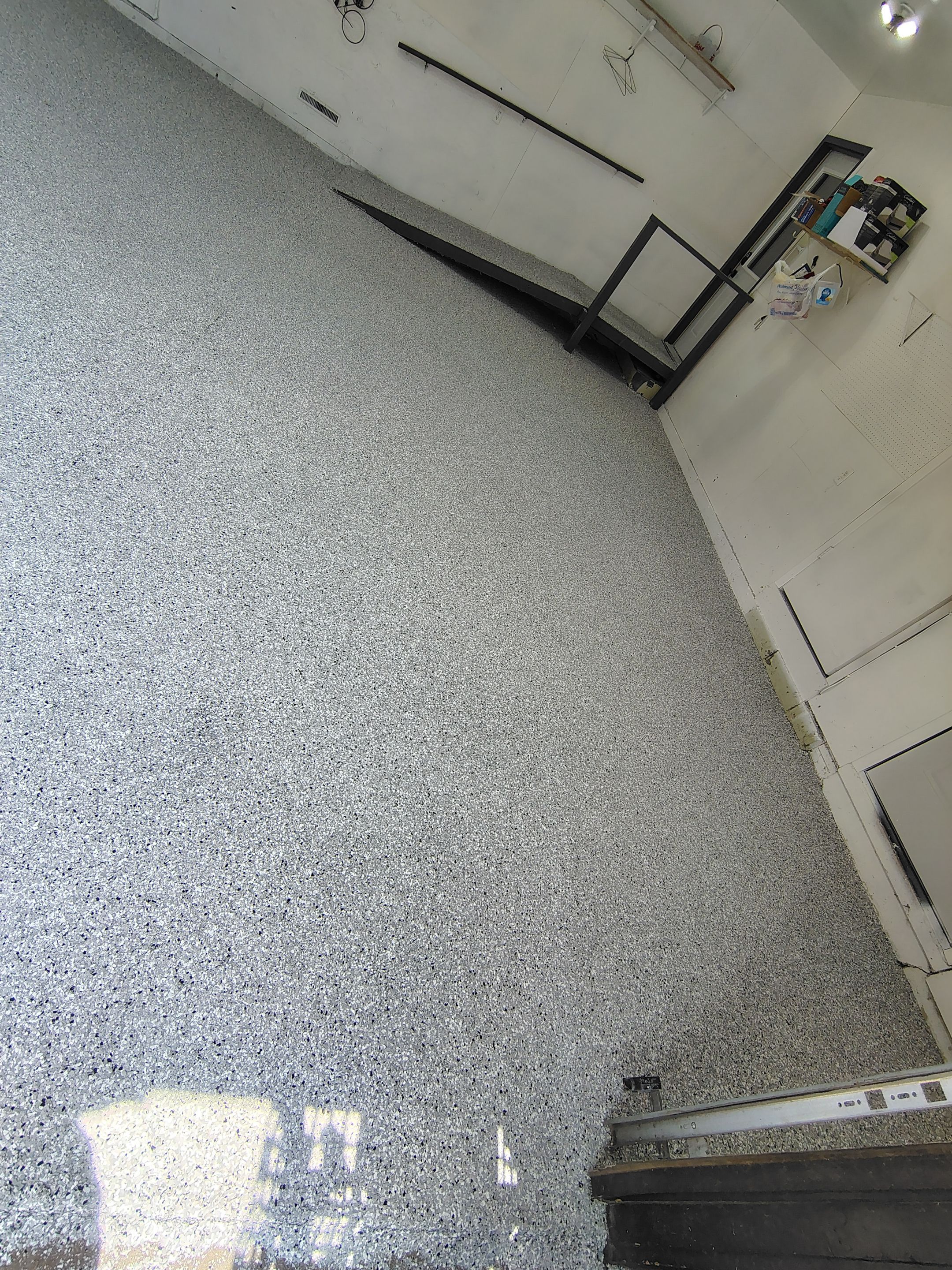Yankton Garage Concrete Coating With Feather Gray Decorative Chips by Select Painting, Coatings & Garage Cabinets