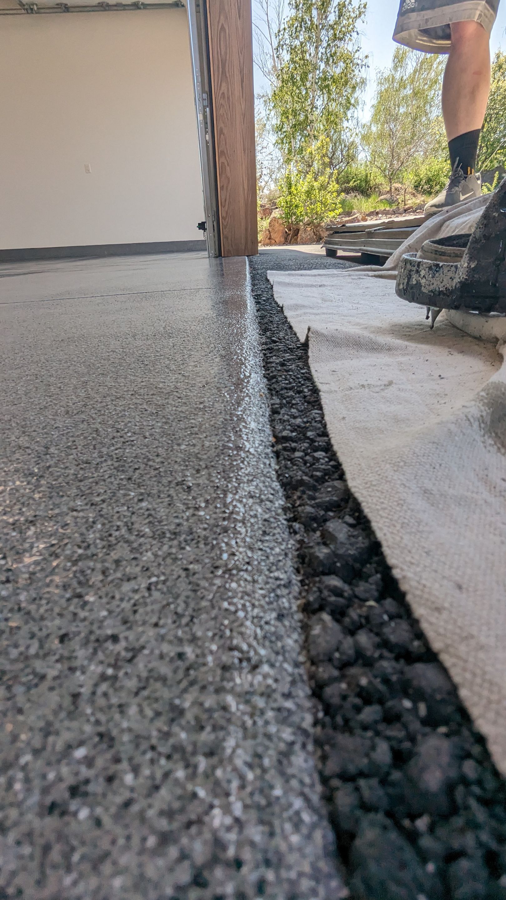 Garage Transformation using Slate Hybrid 1/16" Flake by Croc Coatings, LLC