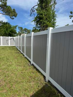 Two-Tone Vinyl Privacy Fence Installation in Port Charlotte
