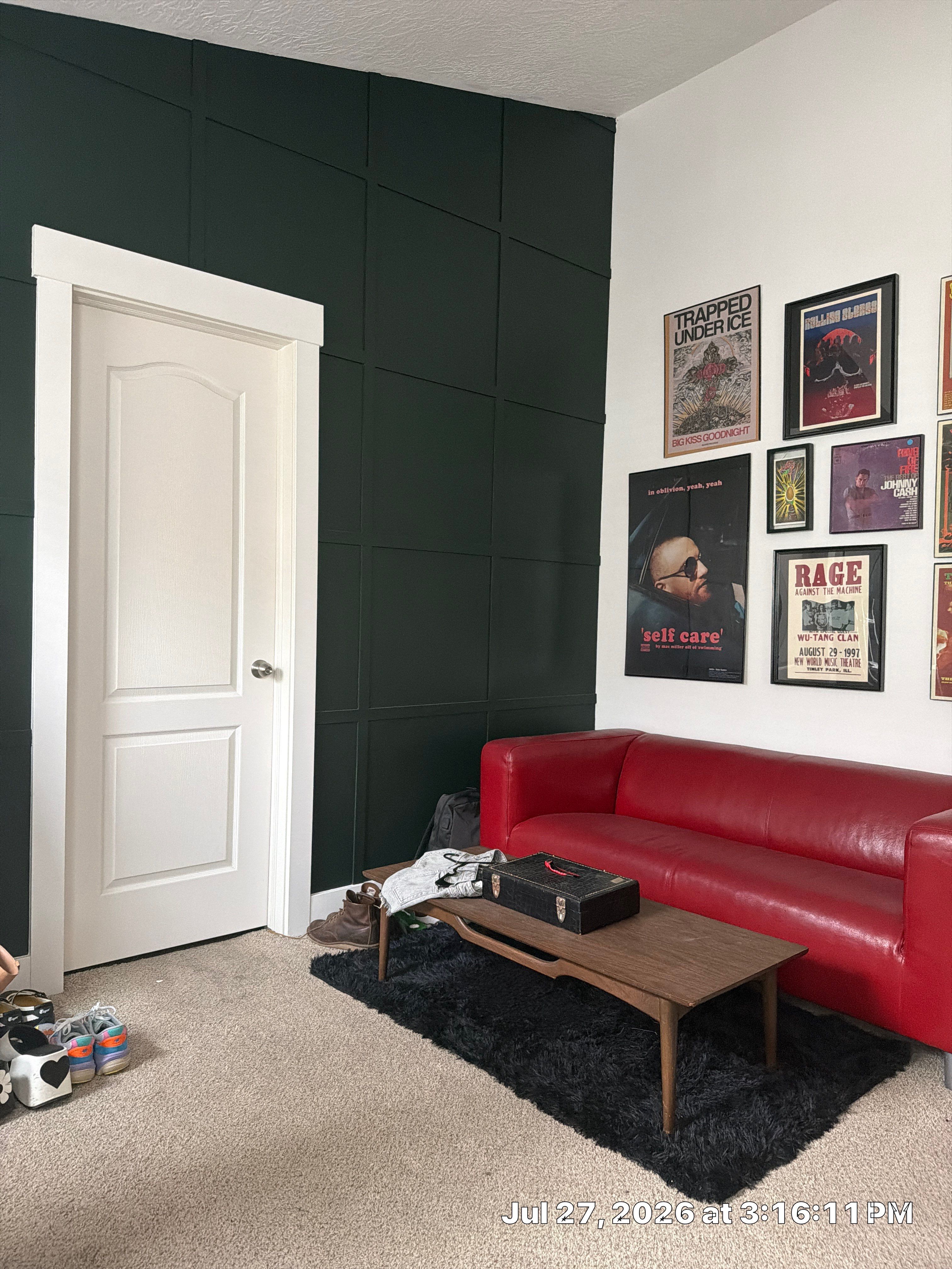 Dark Green Board and Batten Accent Wall in South Salt Lake by CompanyCam Sales Demo