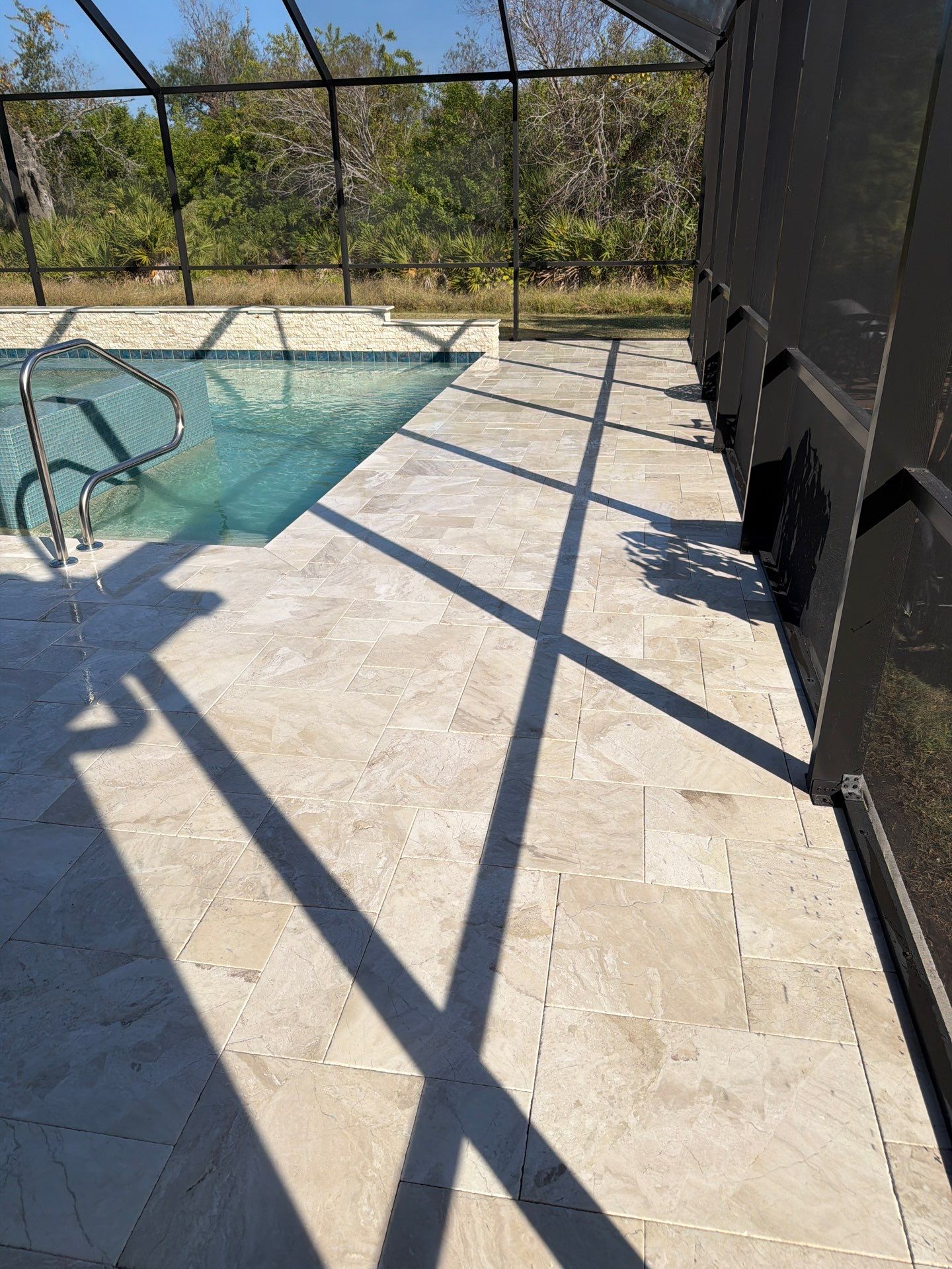 Travertine Paver Sealing Project in Sun City Center by Supreme Paver Experts