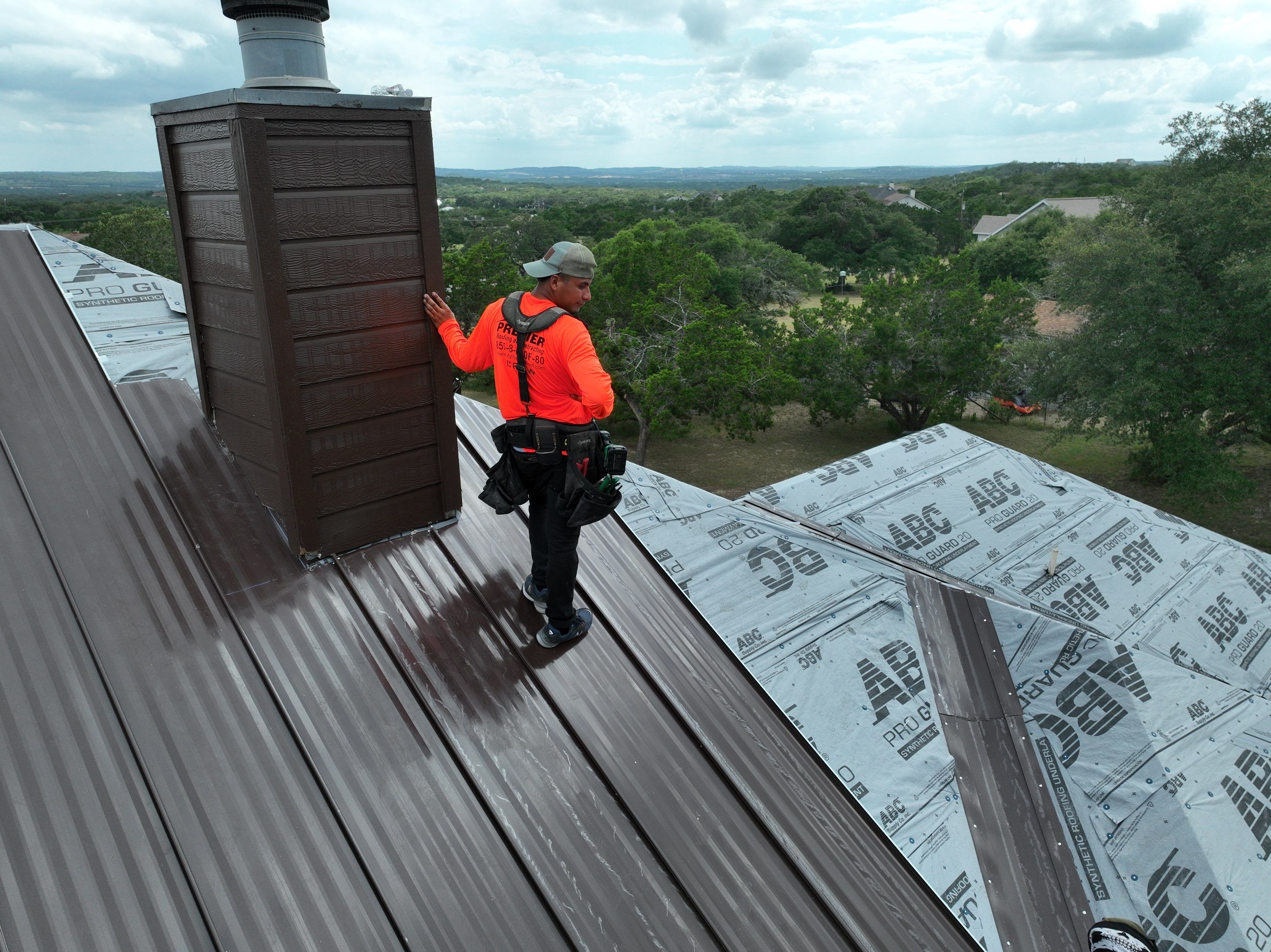Residential Metal Roof Installation using McElroy Metal by Premier Roofing and Contracting
