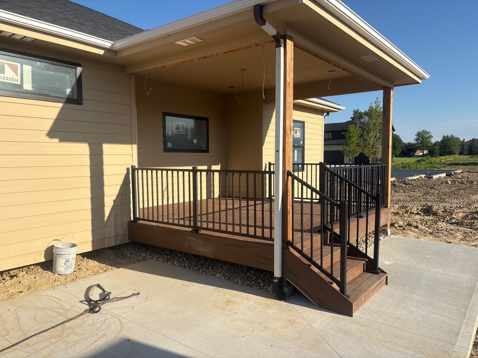 Composite deck using brown oak Timbertech by EAGLE EYE ENTERPRISES