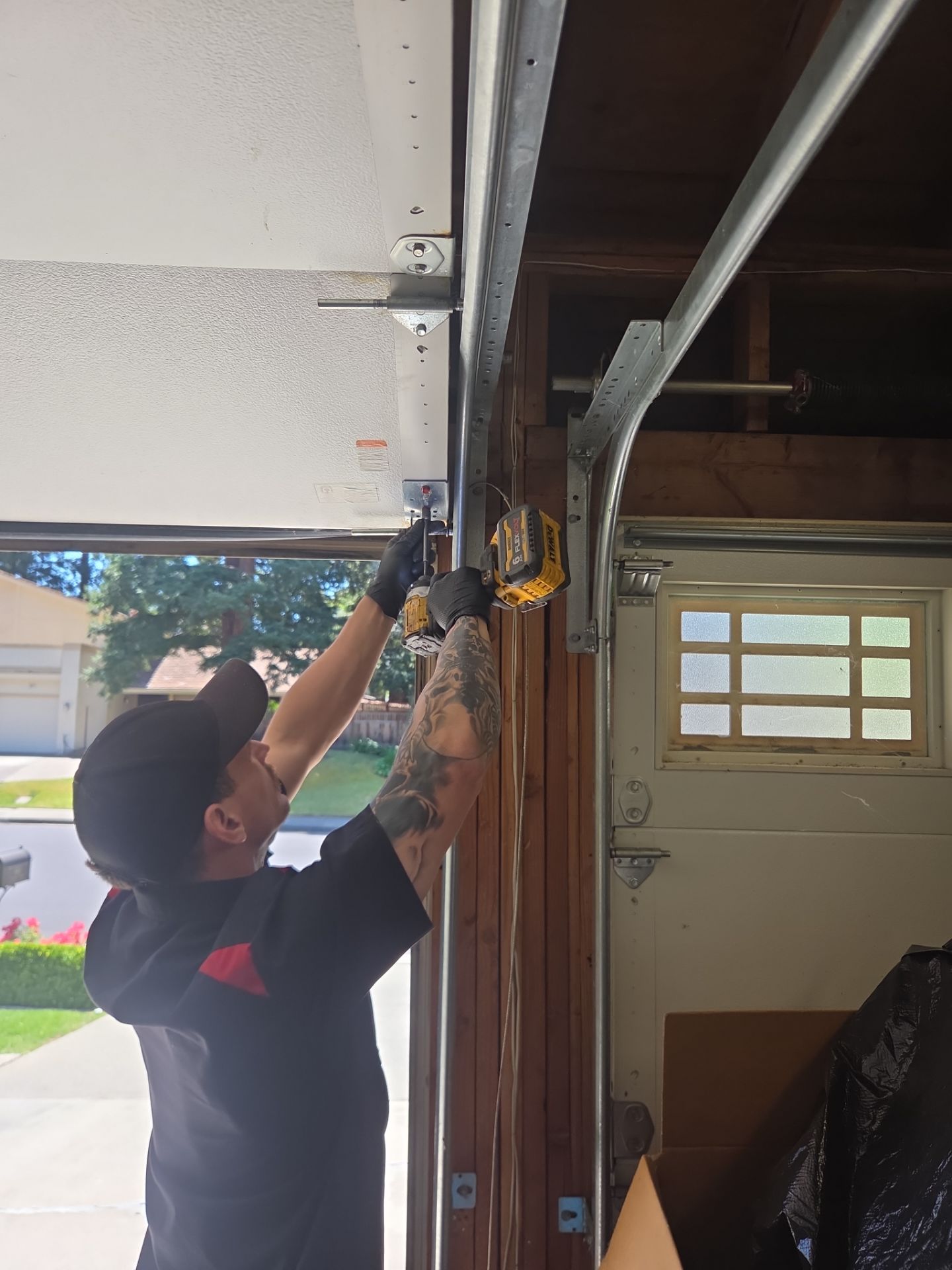 Single spring replacement and track reset and alignment in Danville, CA by Valiant Garage Door