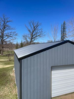 Hail damaged pole shed in Randall Mn