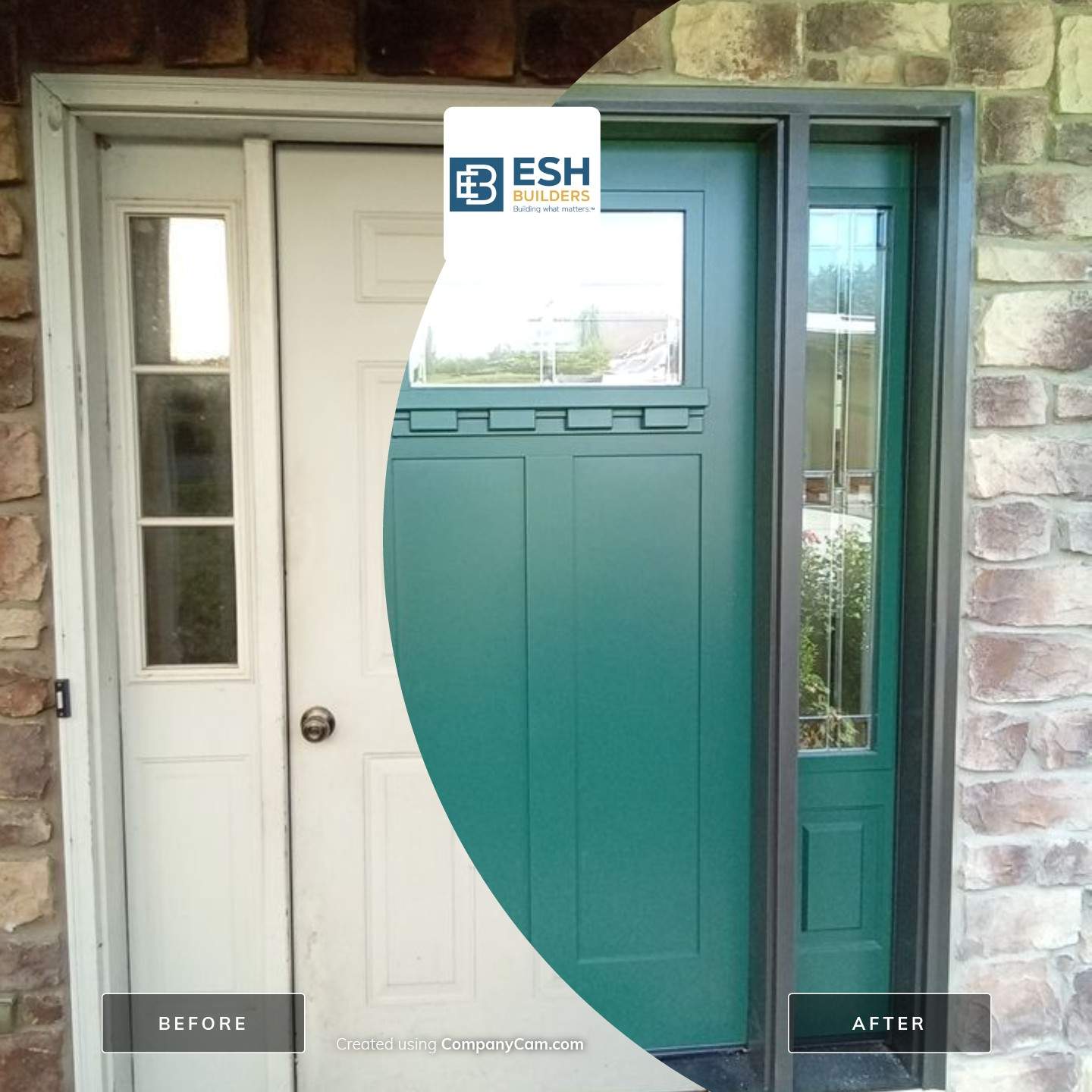 Reshingle and Entry Door by Esh Builders
