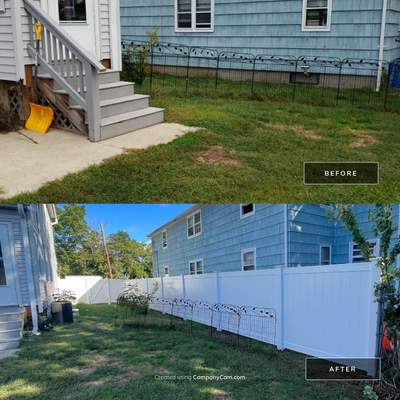 Vinyl Privacy fence with matching gate, White
