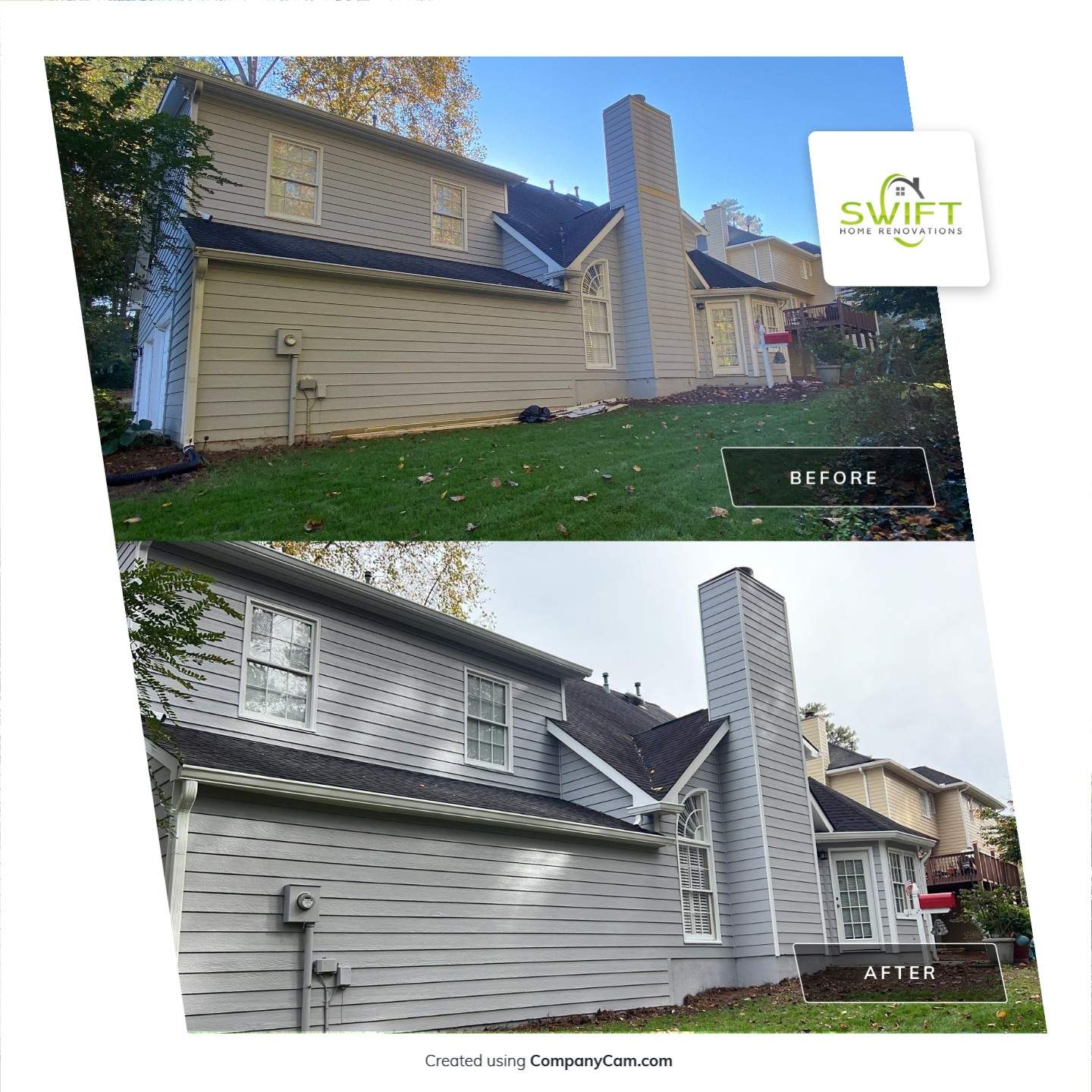 Full Exterior Home and Detached Garage Painting in Kennesaw by Swift Home Renovations 