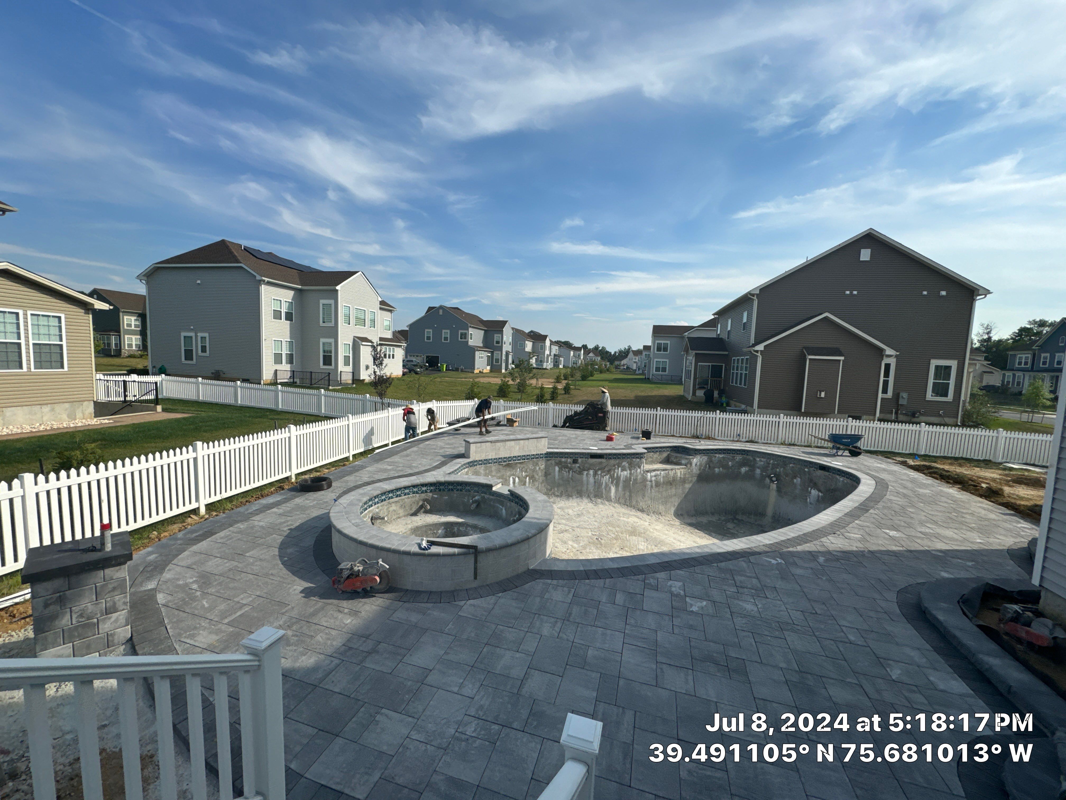 Pool and Hardscape Design in Delaware | Belgard Paver Patio & Outdoor Living Space by Studio G Indoor Spaces & Outdoor Living