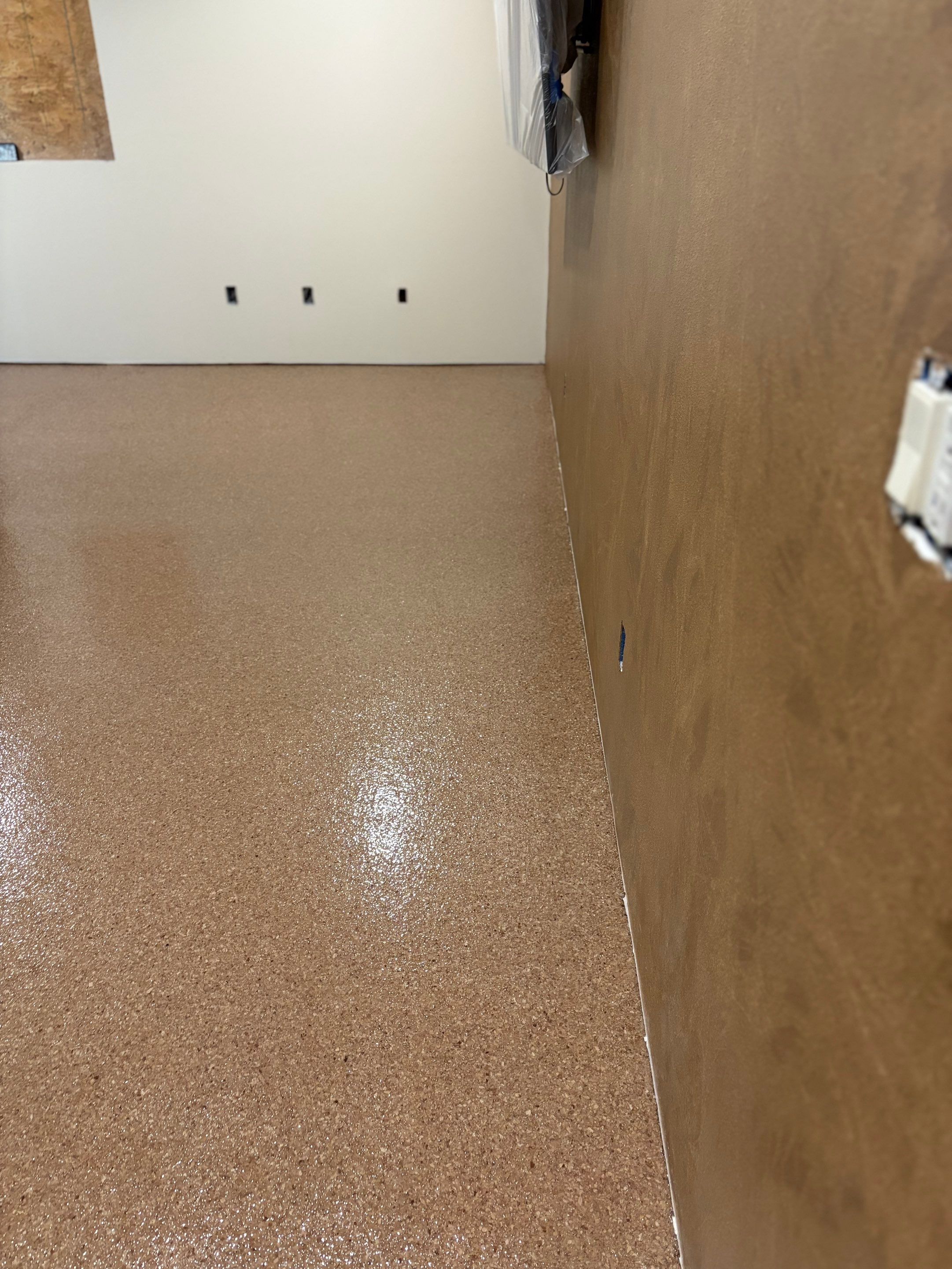 Custom Chip Concrete Coating for Colman Basement and Garage by Select Painting, Coatings & Garage Cabinets