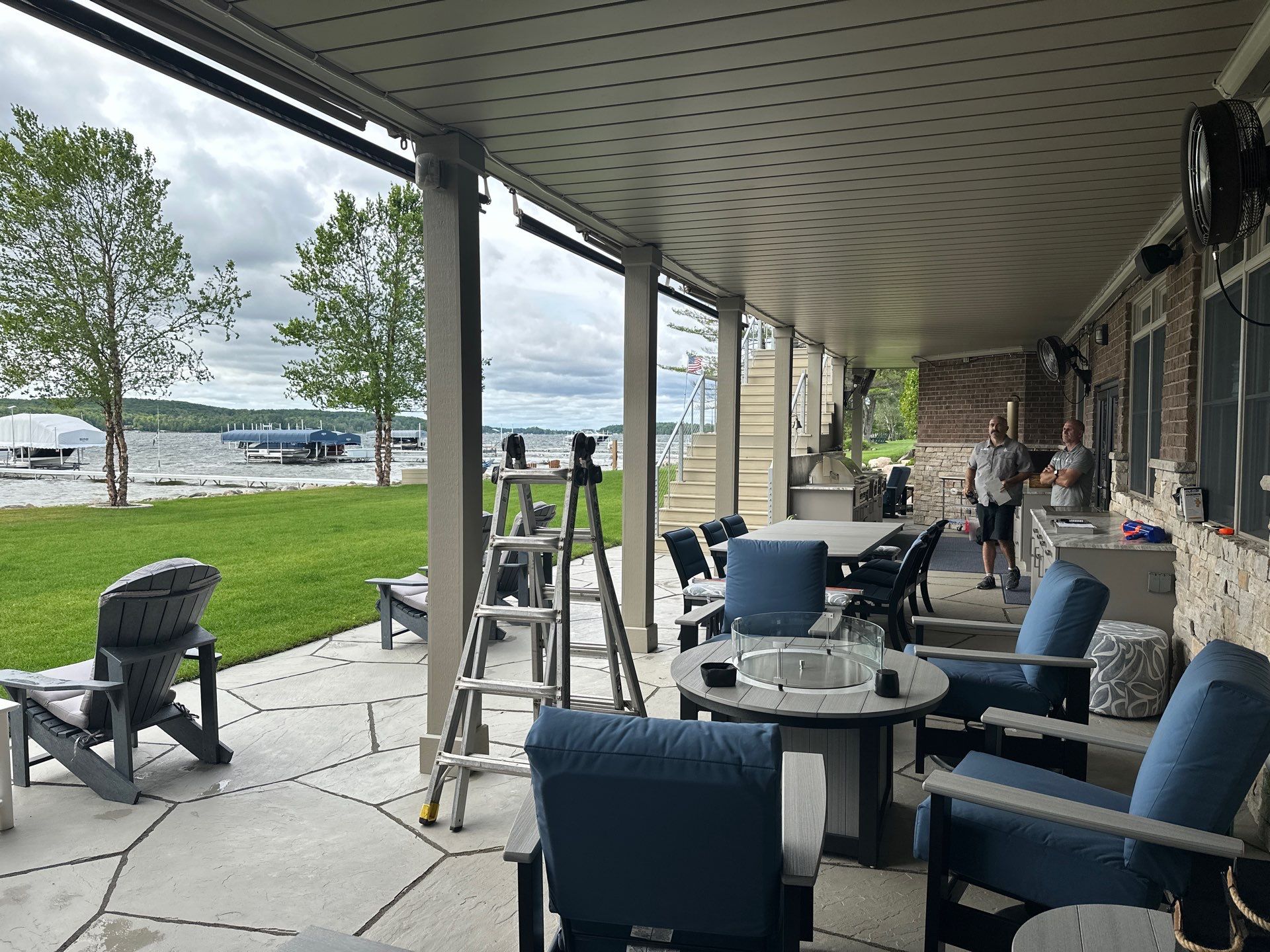 Custom Underdecking System and Outdoor Kitchen in East Jordan by Rainbow Seamless Systems